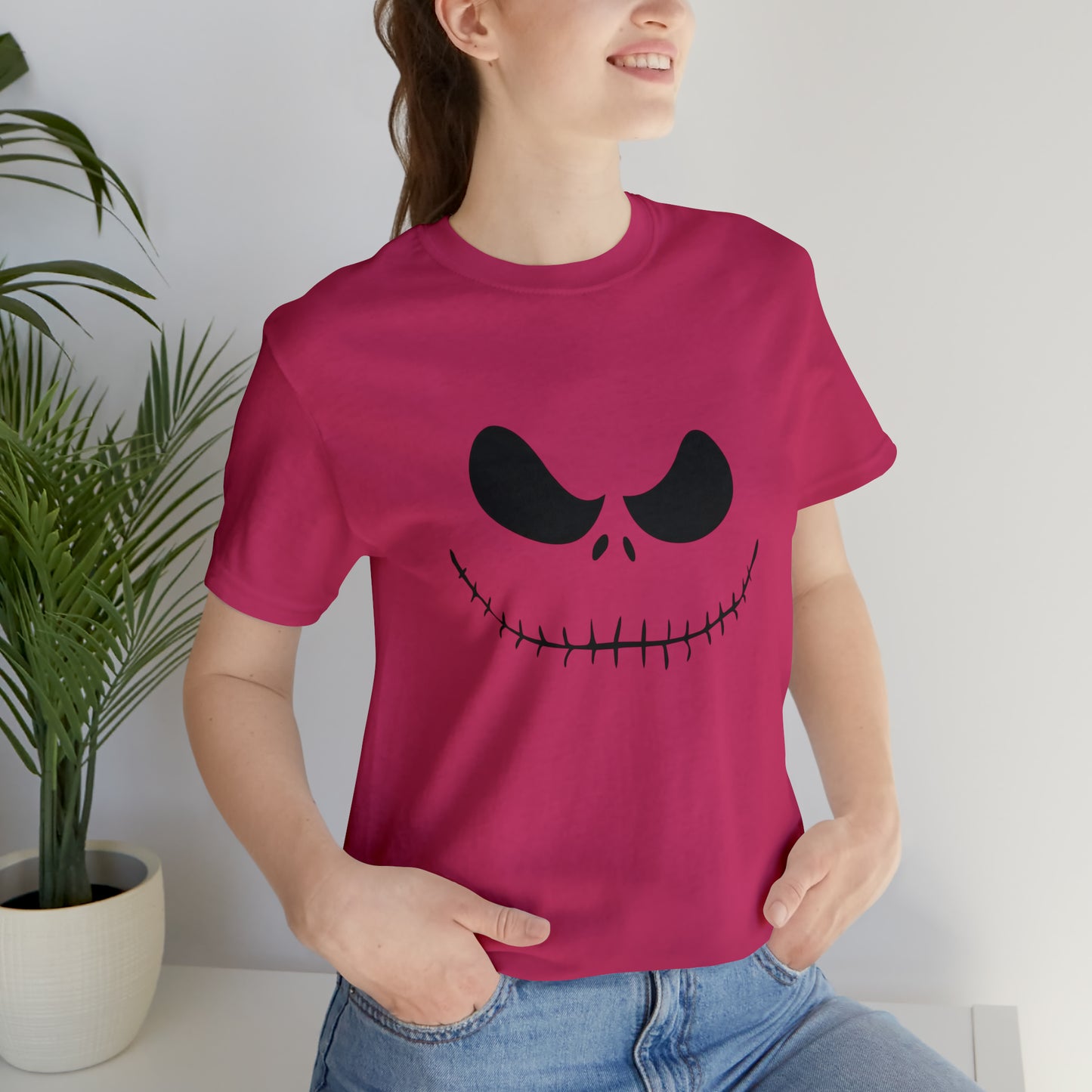 Camiseta de manga corta Unisex Jersey - Cara de terror de Halloween - 02