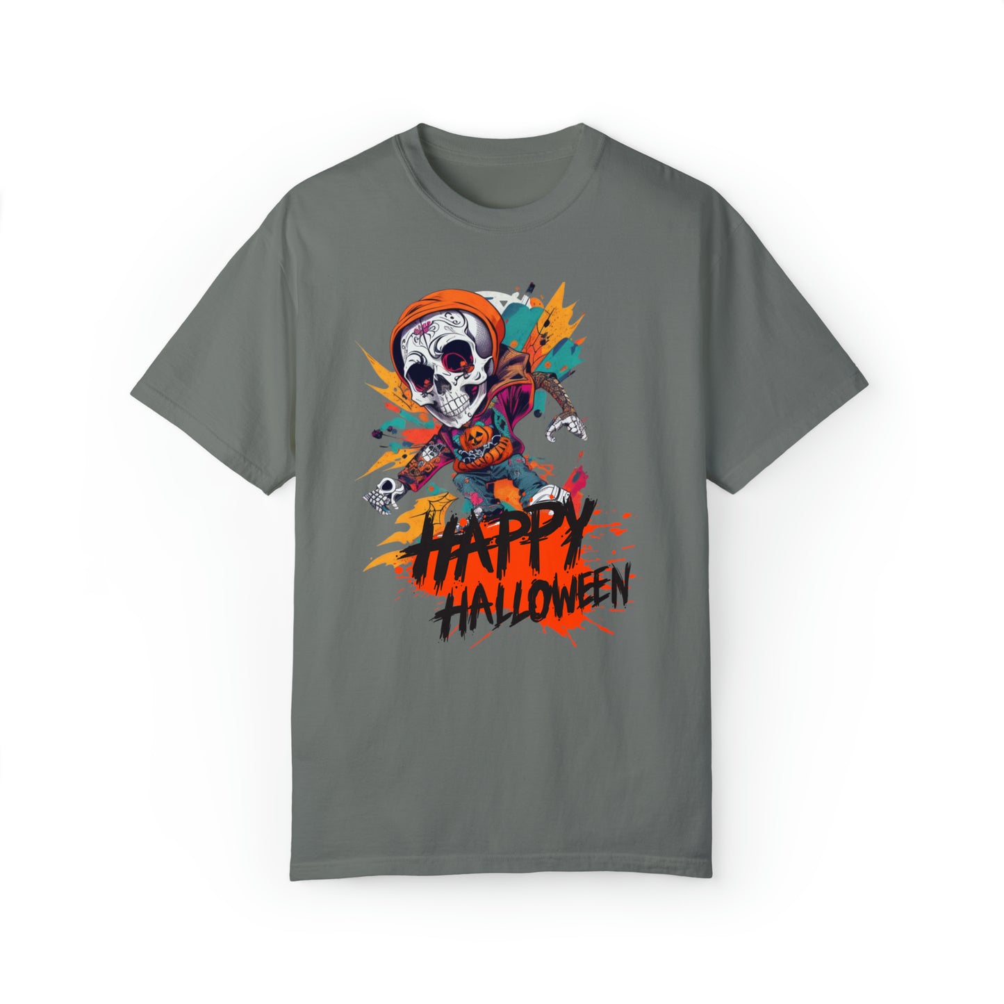 Camiseta unisex teñida en prenda - Halloween - Calavera joven