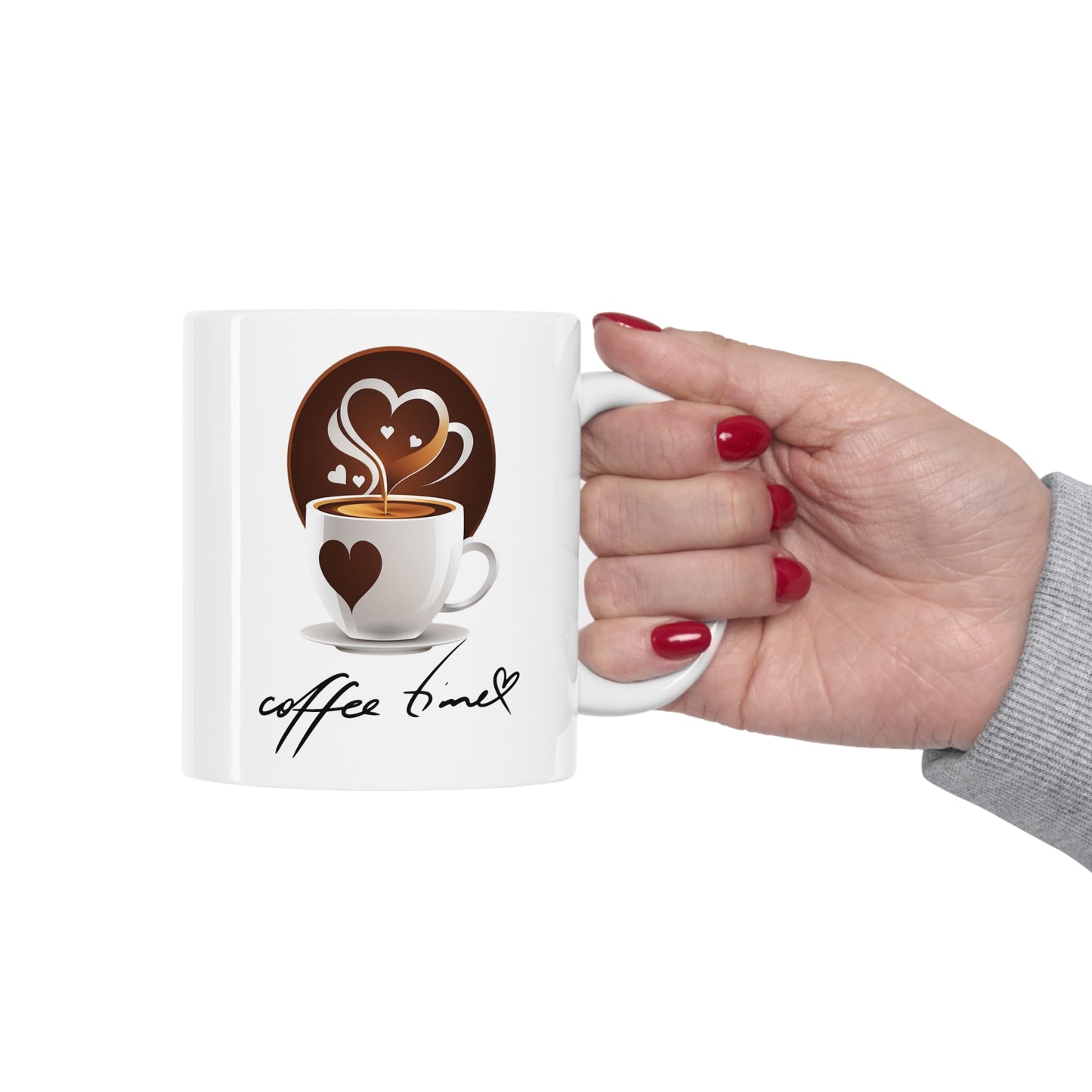 Taza de Cerámica 11oz - Café y corazón