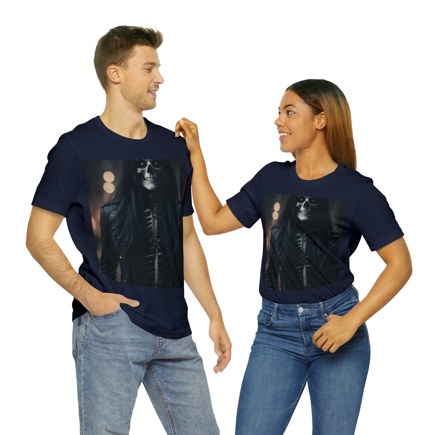 Camiseta de manga corta Unisex Jersey - Halloween Skeleton man AI - 01