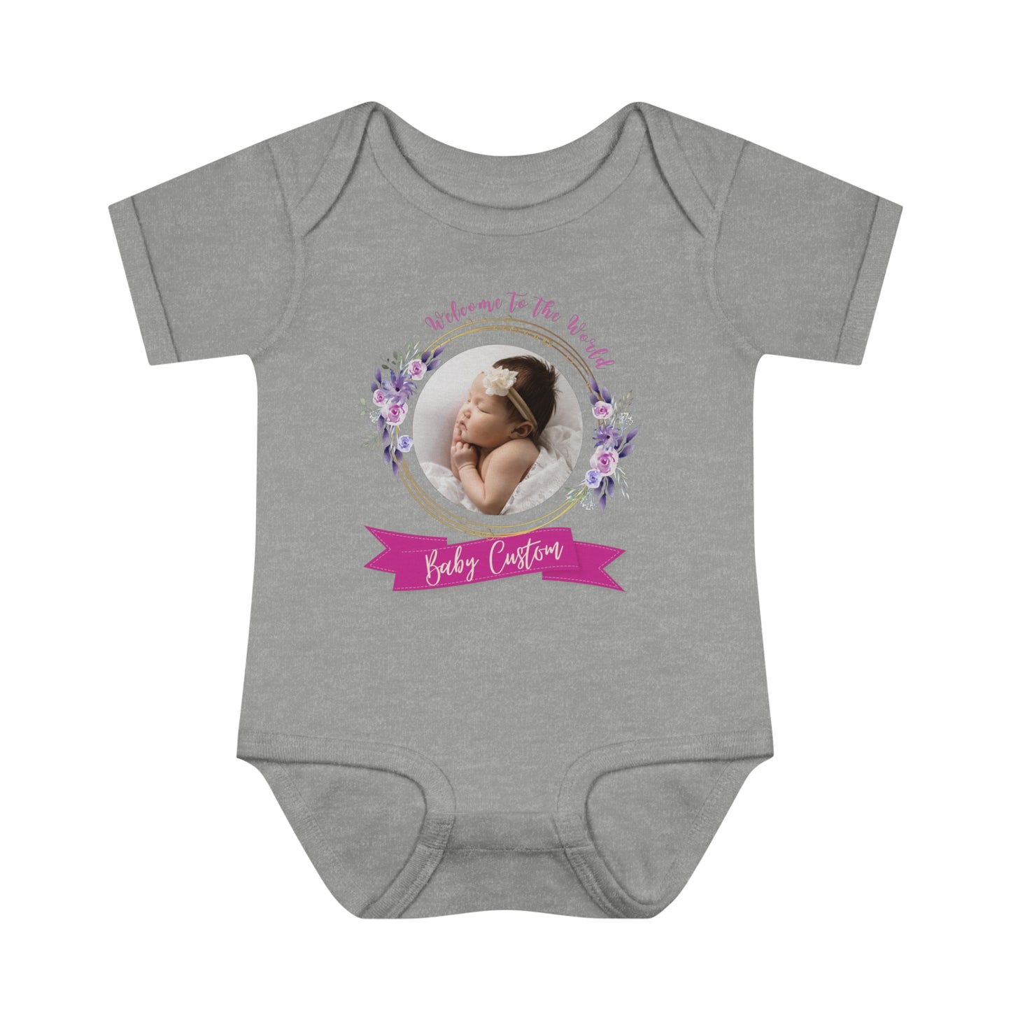 Infant Baby Rib Bodysuit - Welcome Baby - Custom - 01