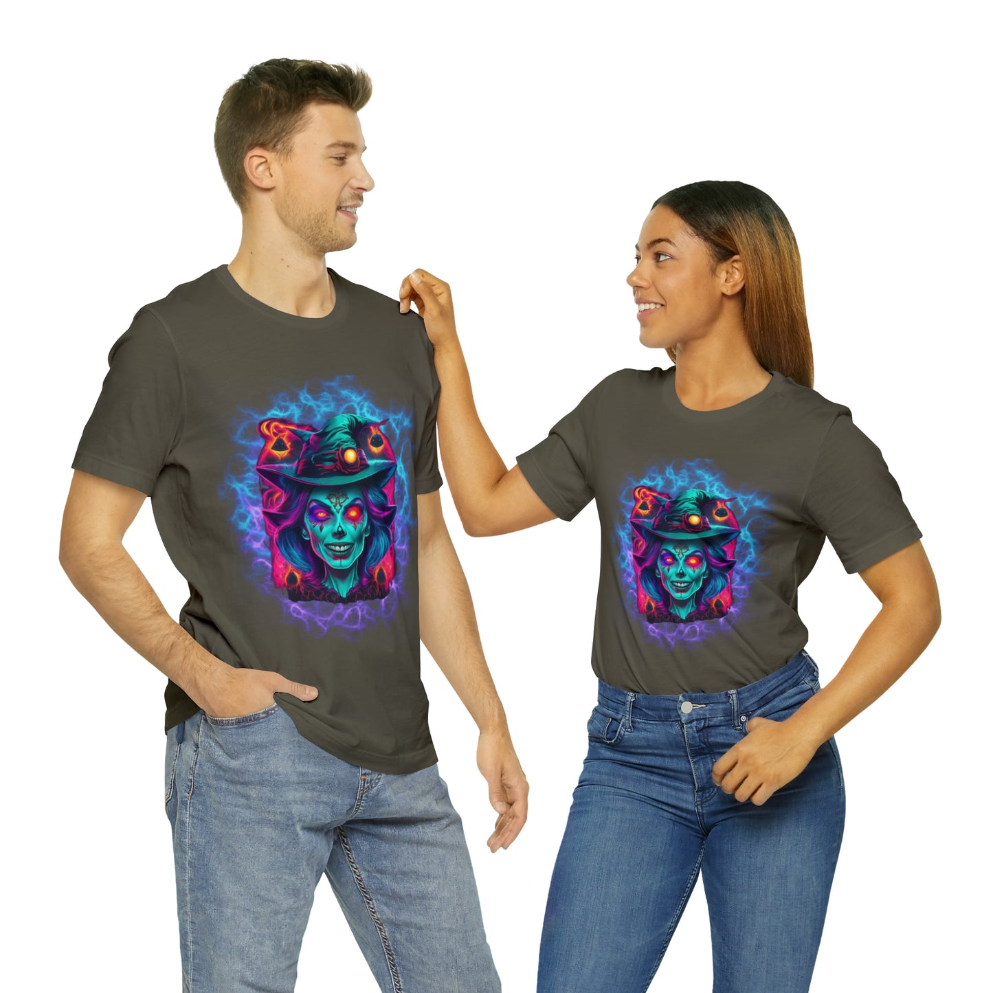 Camiseta de manga corta unisex Jersey - Calaveras de brujas de Halloween - 02