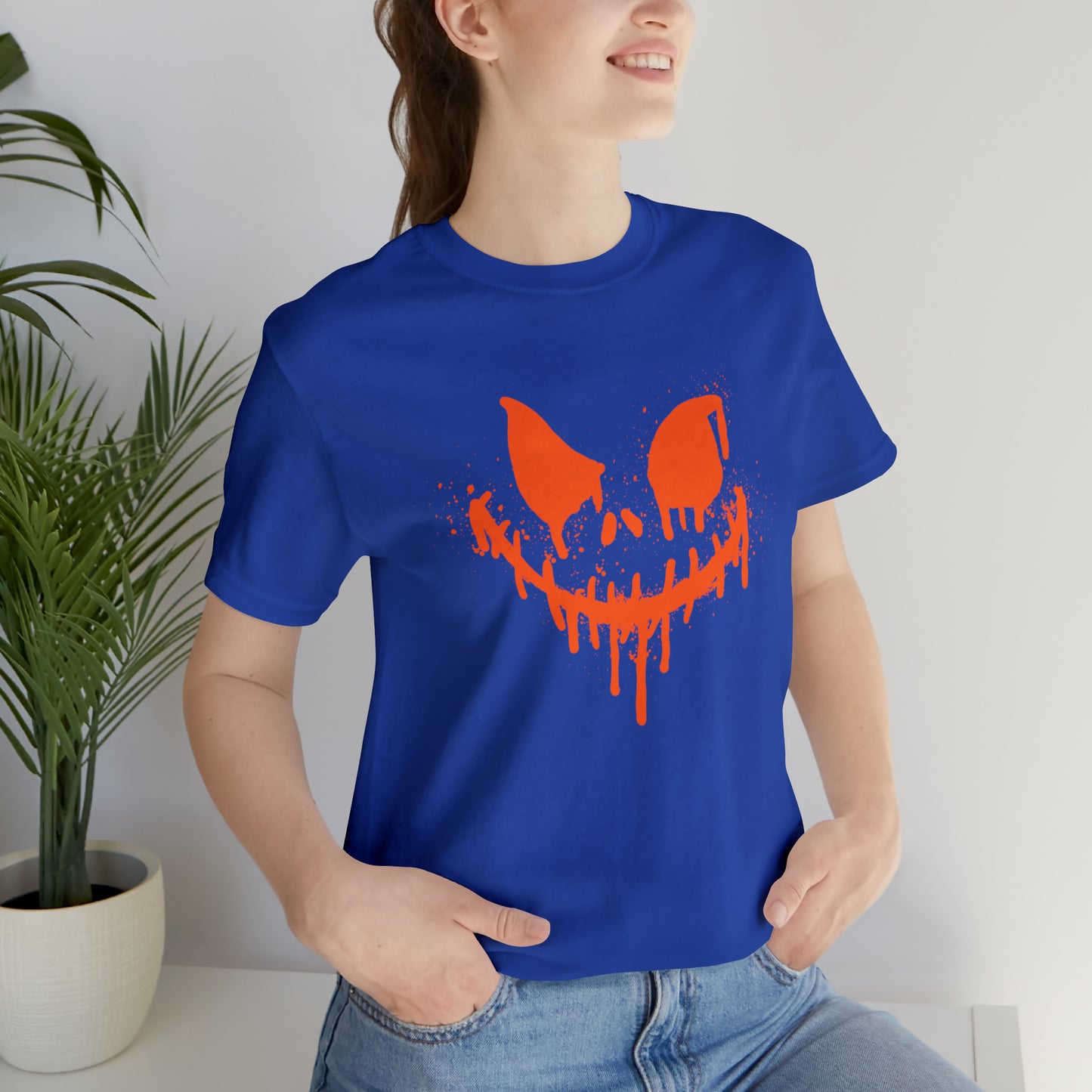 Camiseta de manga corta Unisex Jersey - Cara de terror de Halloween - 01