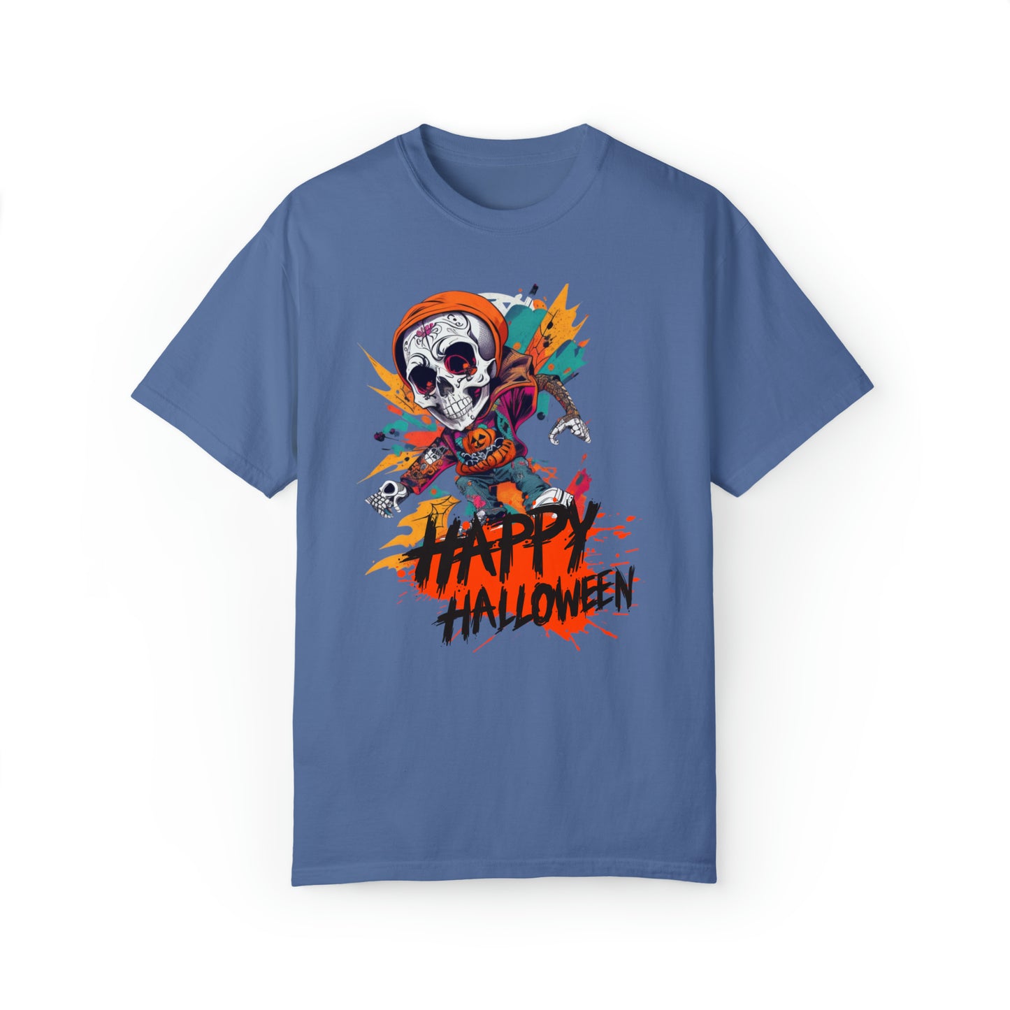 Camiseta unisex teñida en prenda - Halloween - Calavera joven