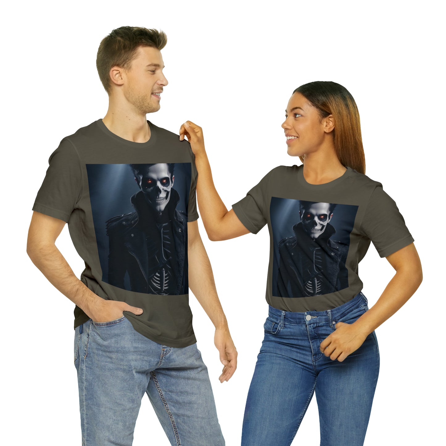 Camiseta de manga corta Unisex Jersey - Halloween Skeleton man AI - 02