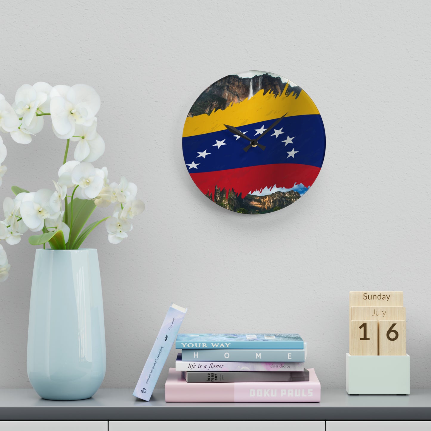 Reloj de pared acrílico - Bandera de Venezuela
