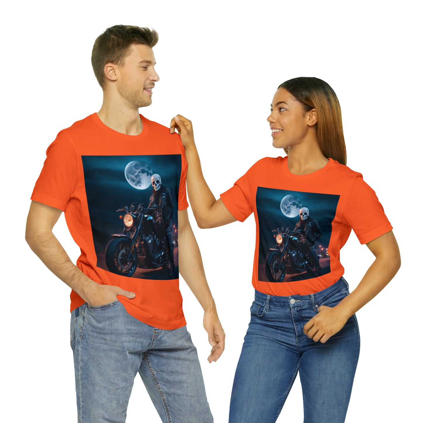 Unisex Jersey Short Sleeve Tee - Halloween Motorcyclist AI - 02