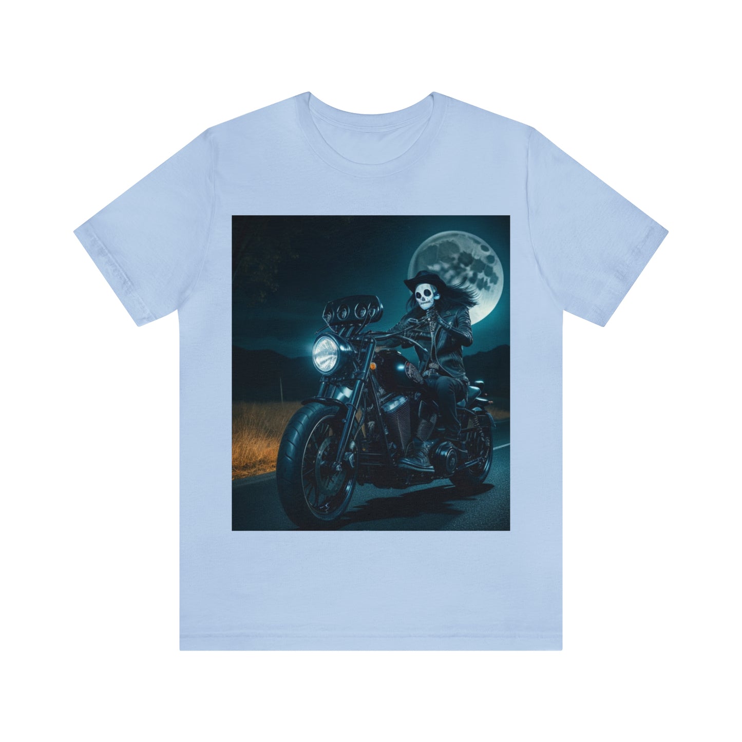 Camiseta de manga corta Unisex Jersey - Motociclista de Halloween AI - 01