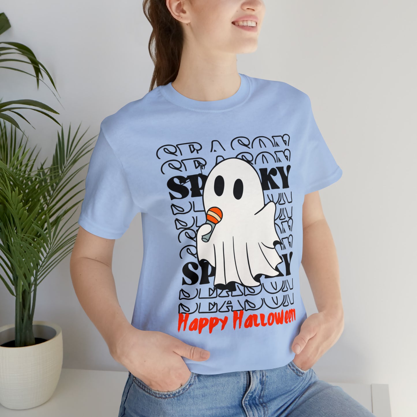 Camiseta de manga corta de jersey unisex - Halloween - Pequeño fantasma - 06