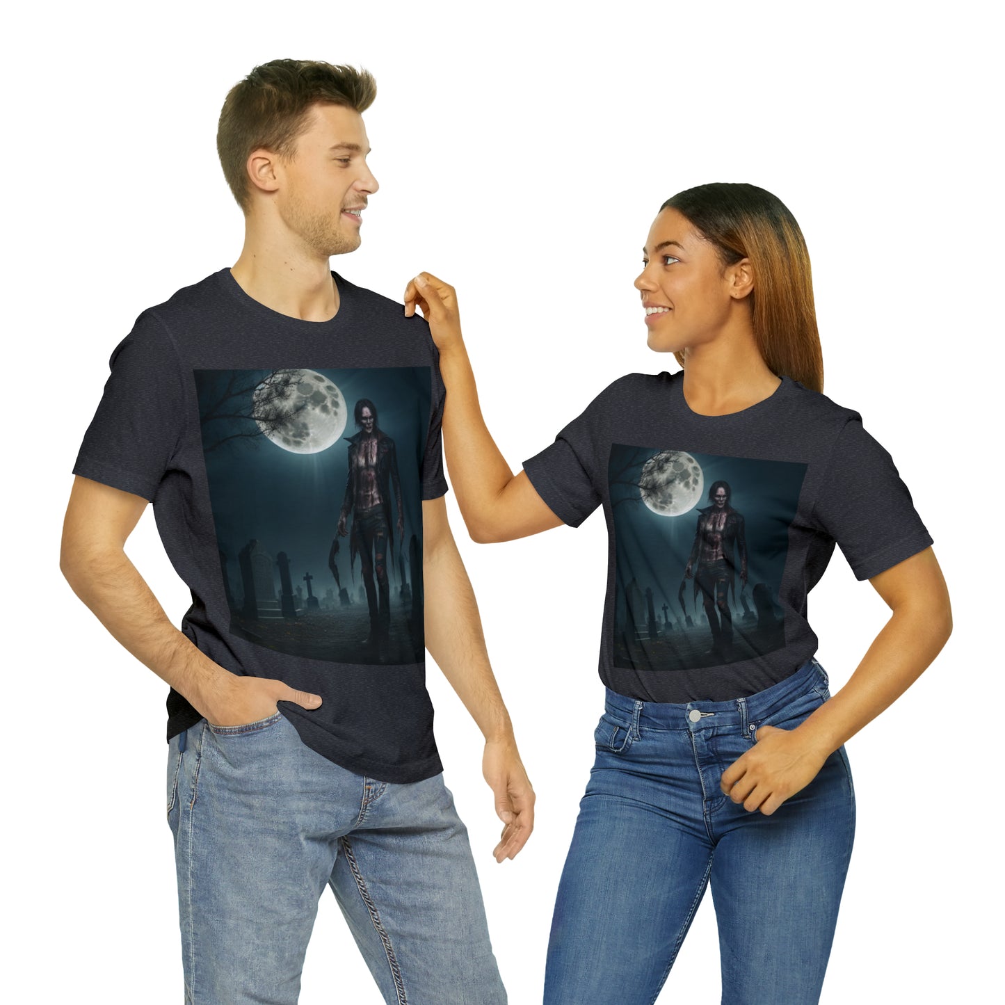 Unisex Jersey Short Sleeve Tee - Halloween Skeleton man AI - 04