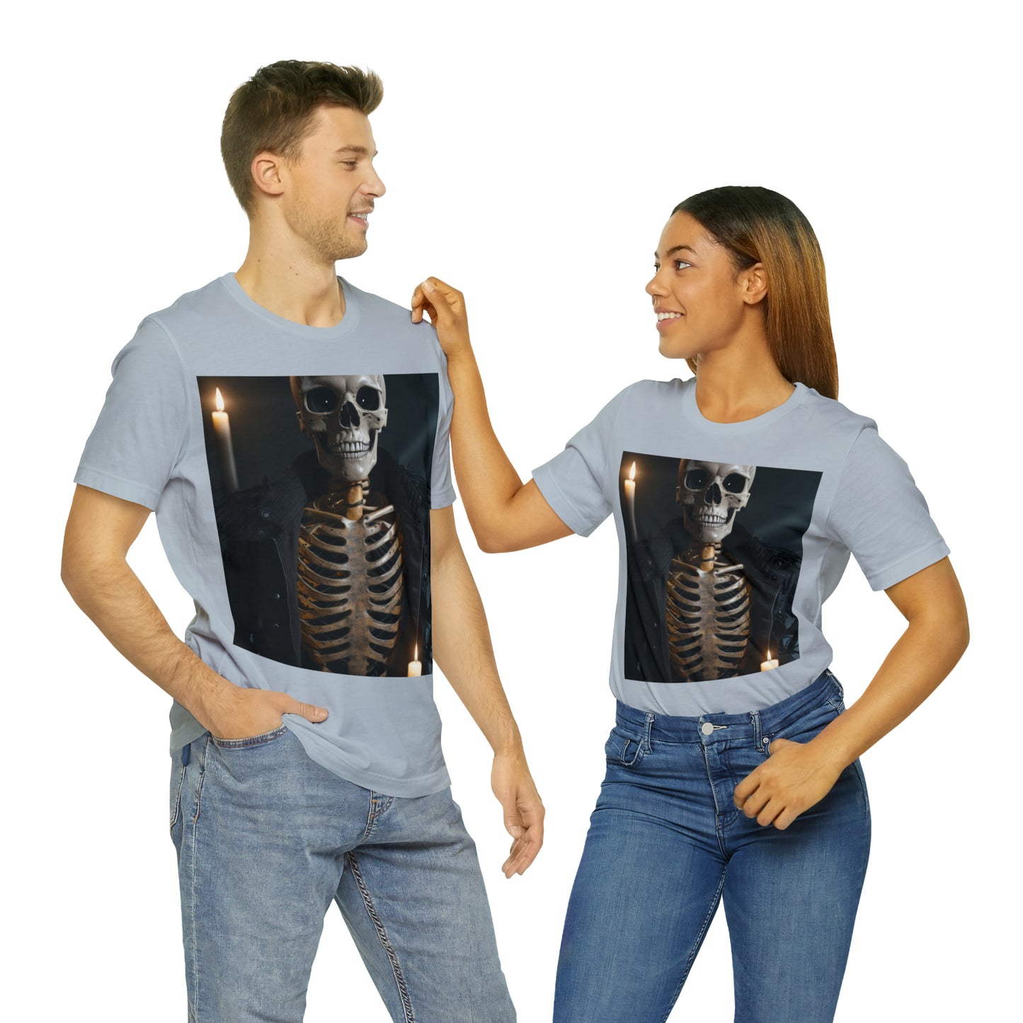 Unisex Jersey Short Sleeve Tee - Halloween Skeleton man AI - 03