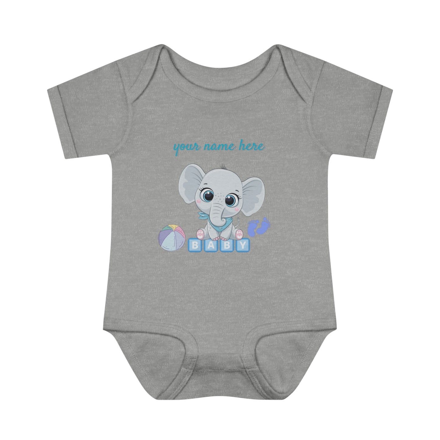 Body côtelé pour bébé - Bébé éléphant - Personnalisé - 01