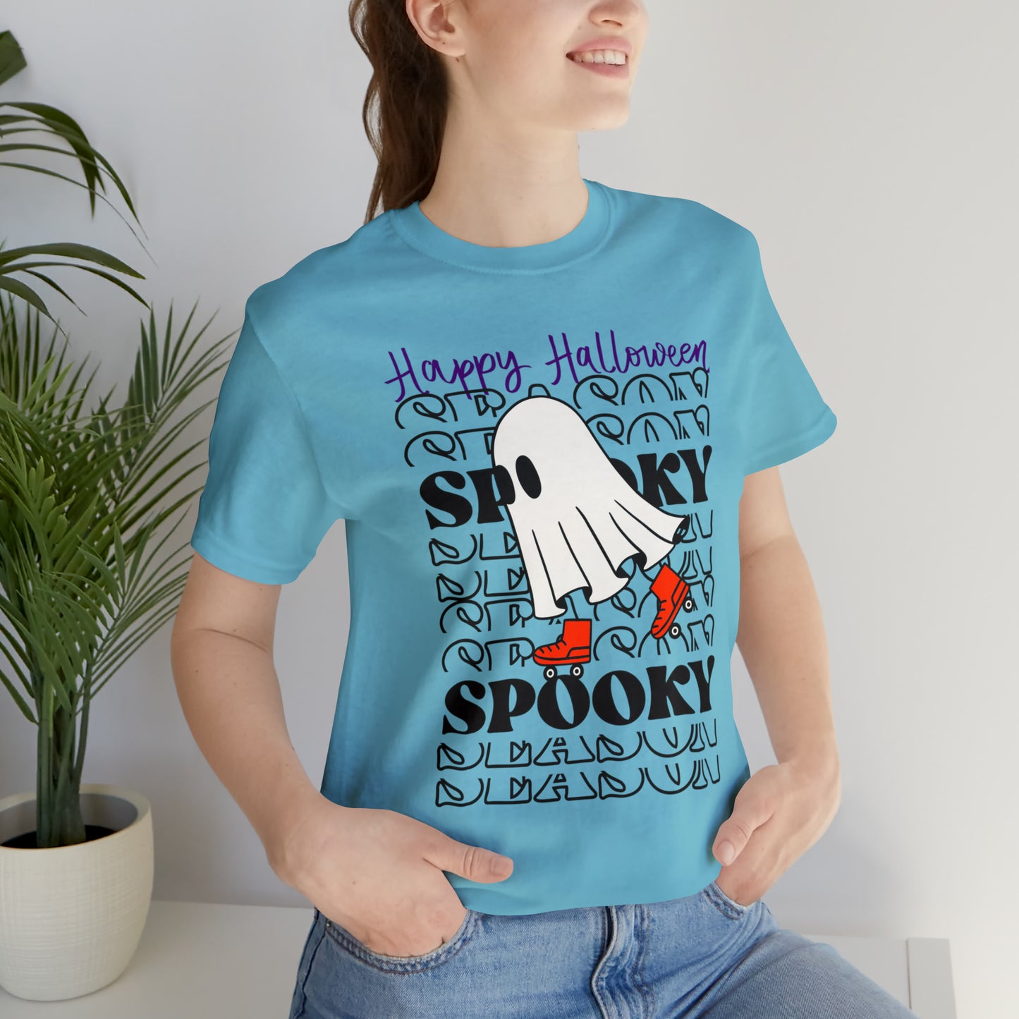 Tee-shirt à manches courtes en jersey unisexe - Halloween - Petit Fantôme - 10