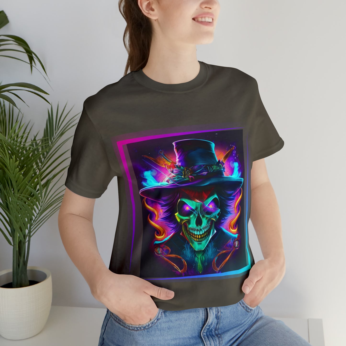 Camiseta de manga corta unisex Jersey - Calaveras de brujas de Halloween - 01