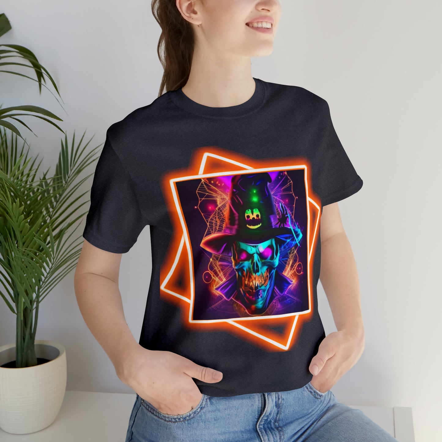 Camiseta de manga corta unisex Jersey - Calaveras de brujas de Halloween - 03