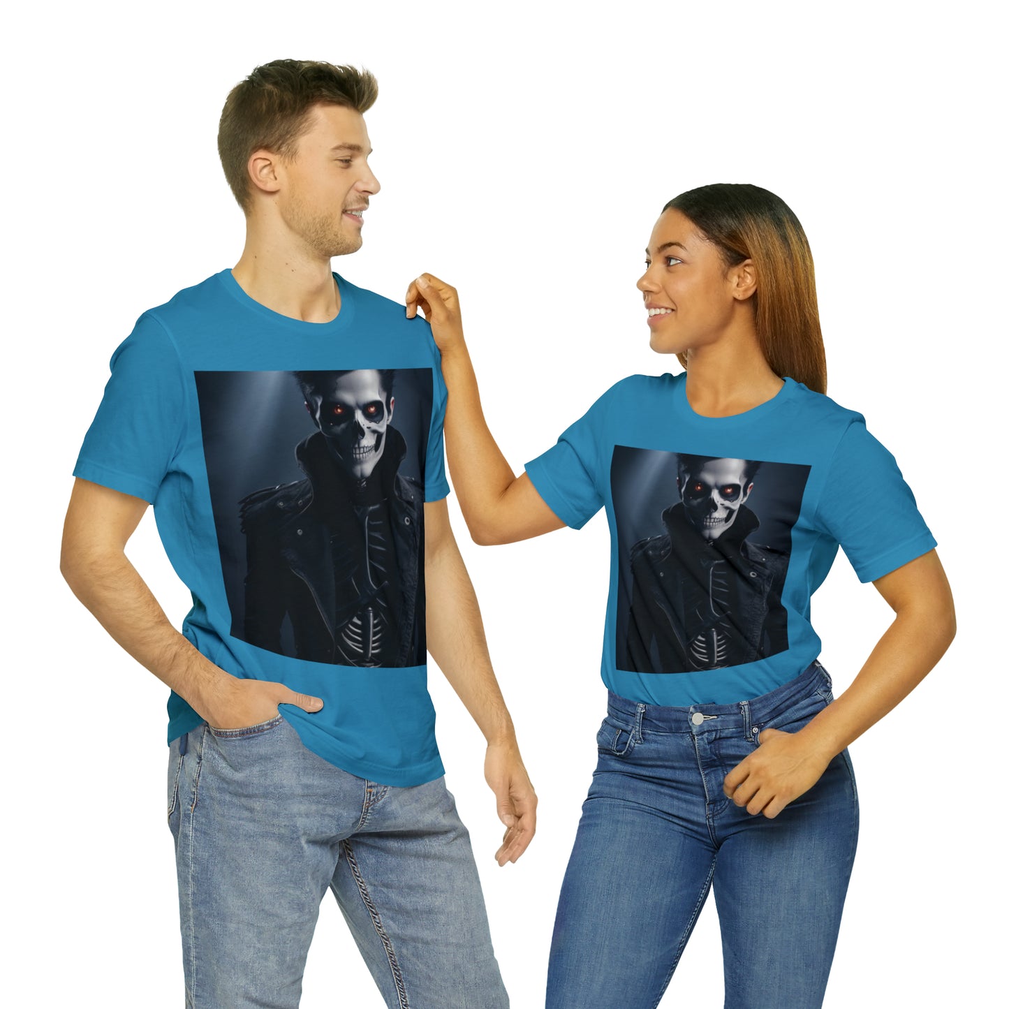 Unisex Jersey Short Sleeve Tee - Halloween Skeleton man AI - 02