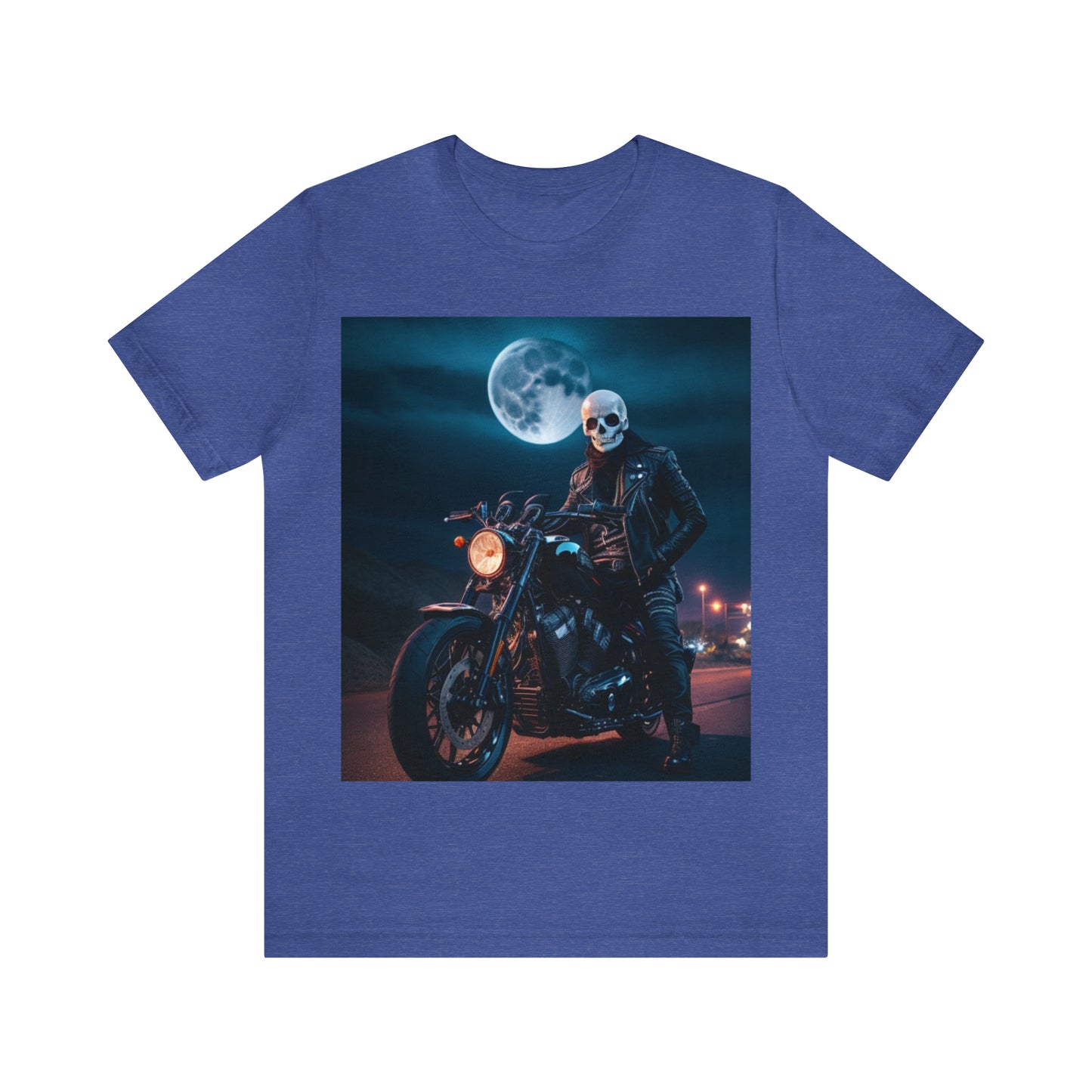 Unisex Jersey Short Sleeve Tee - Halloween Motorcyclist AI - 02