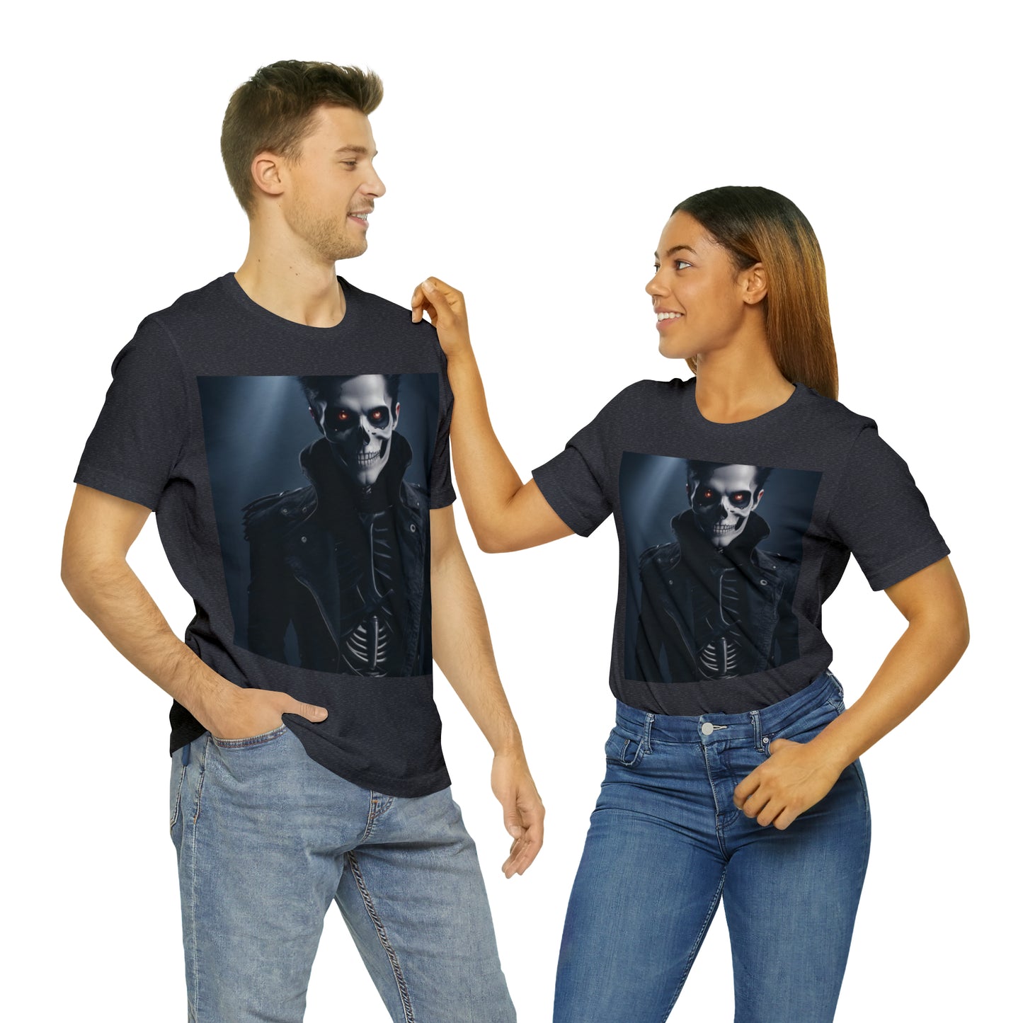 Unisex Jersey Short Sleeve Tee - Halloween Skeleton man AI - 02