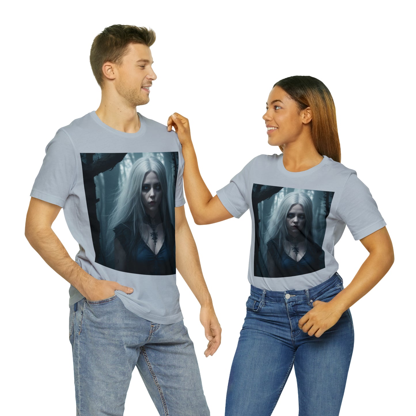Camiseta de manga corta Unisex Jersey - Mujer bruja de Halloween AI - 01