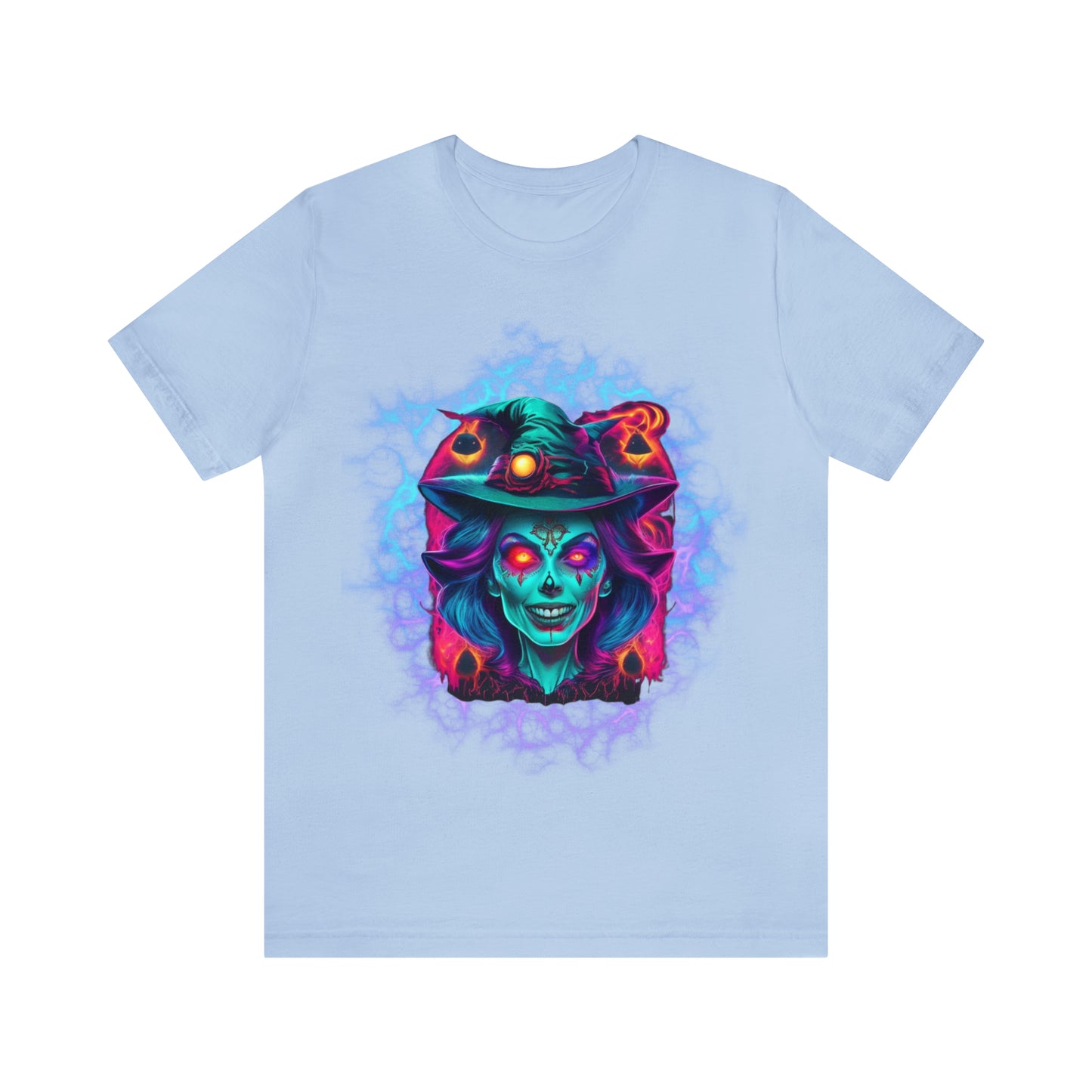 Unisex Jersey Short Sleeve Tee - Halloween Witch Skulls - 05