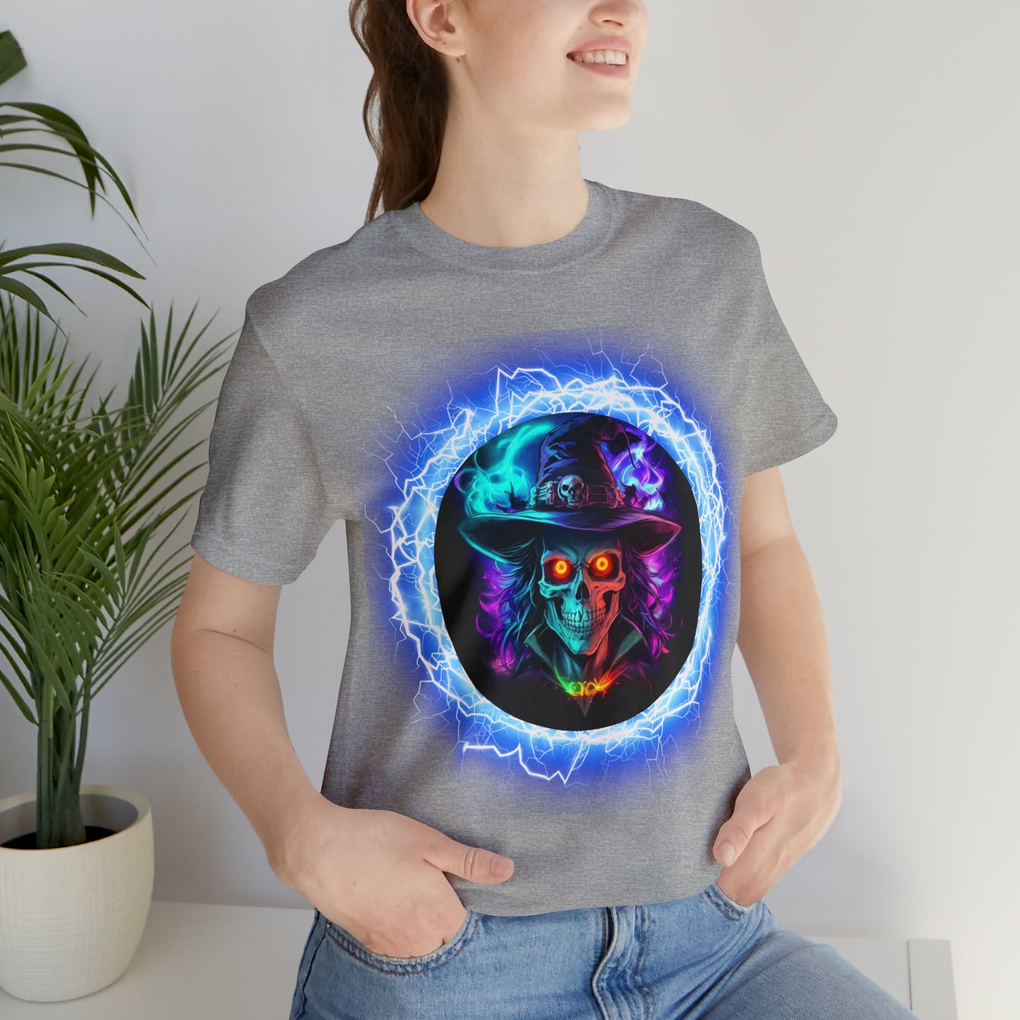 Camiseta de manga corta unisex Jersey - Calaveras de brujas de Halloween - 06