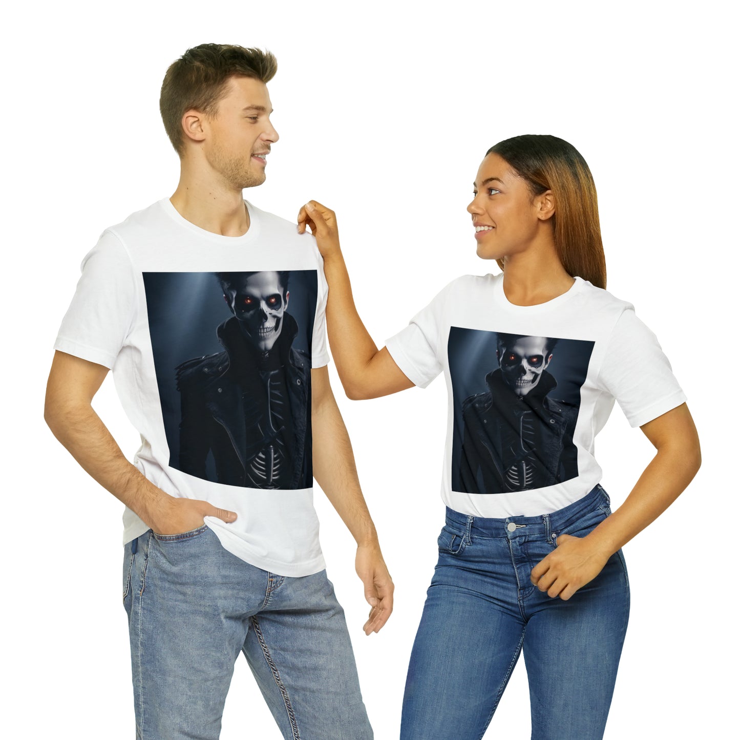 Unisex Jersey Short Sleeve Tee - Halloween Skeleton man AI - 02