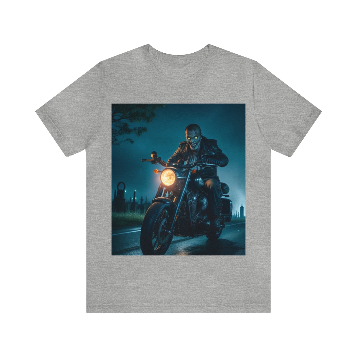 Unisex Jersey Short Sleeve Tee - Halloween Motorcyclist AI - 03