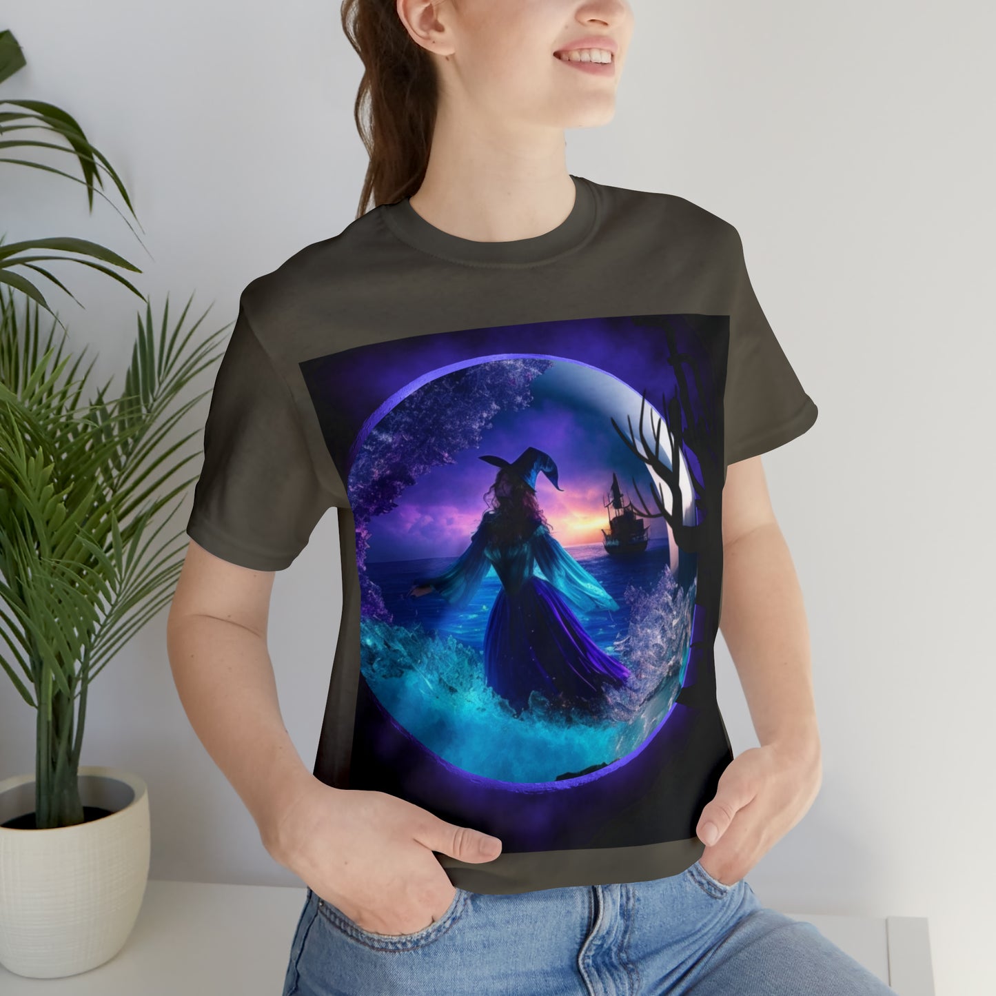 Camiseta de manga corta unisex Jersey - Halloween Witch AI - 02