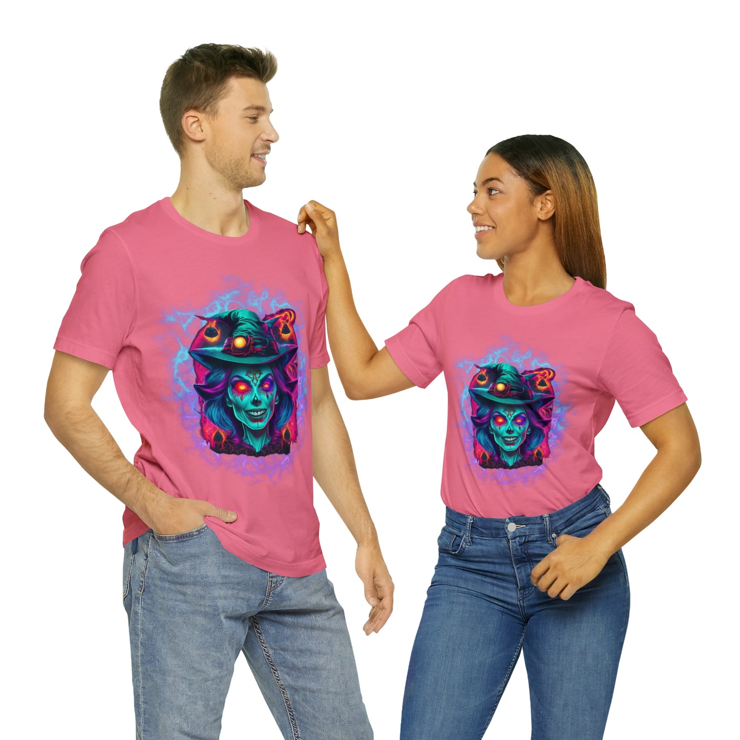 Unisex Jersey Short Sleeve Tee - Halloween Witch Skulls - 05