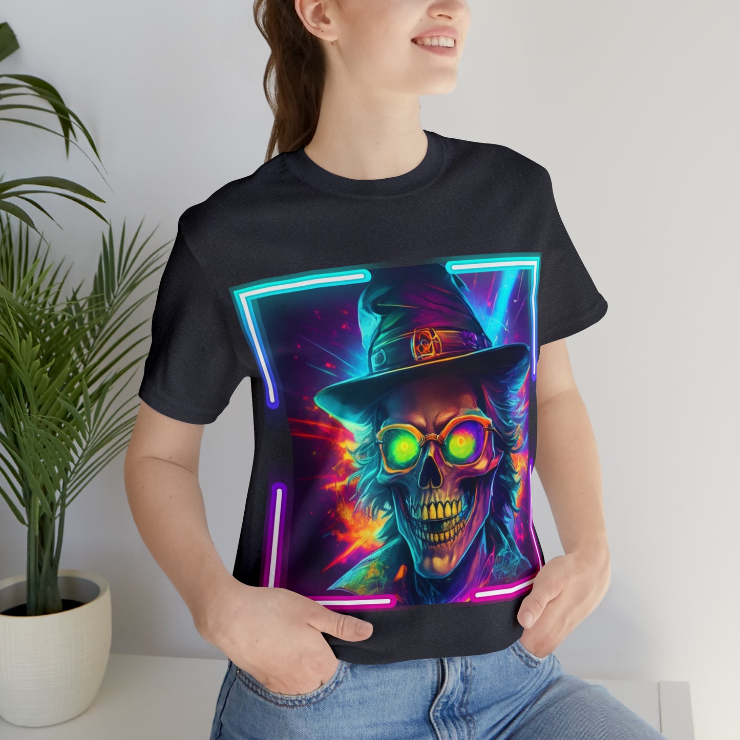 Camiseta de manga corta unisex Jersey - Calaveras de brujas de Halloween - 04