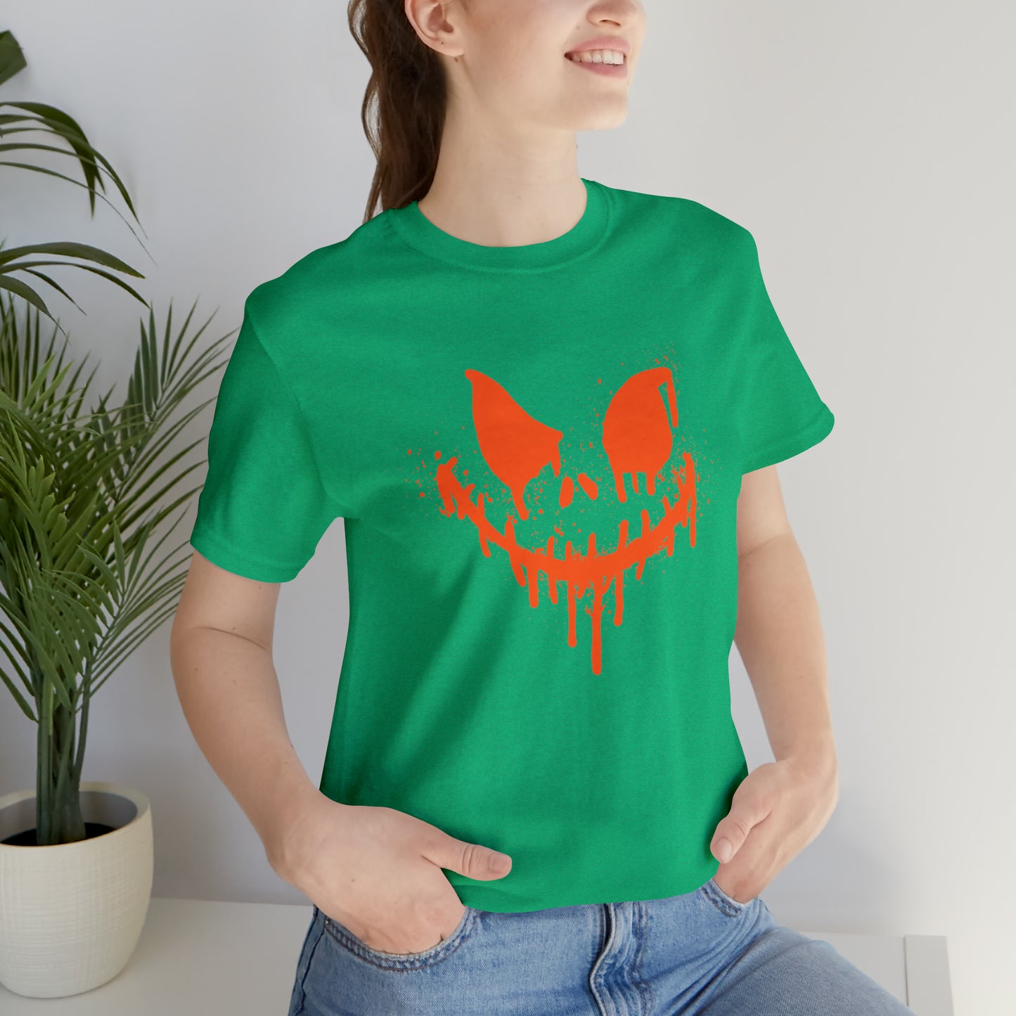 Camiseta de manga corta Unisex Jersey - Cara de terror de Halloween - 01