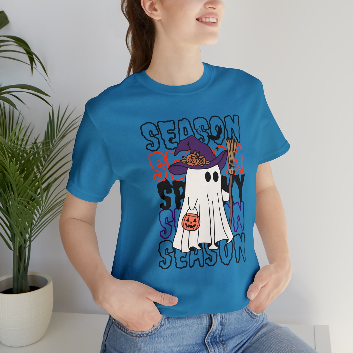 Camiseta de manga corta de jersey unisex - Halloween - Pequeño fantasma - 13