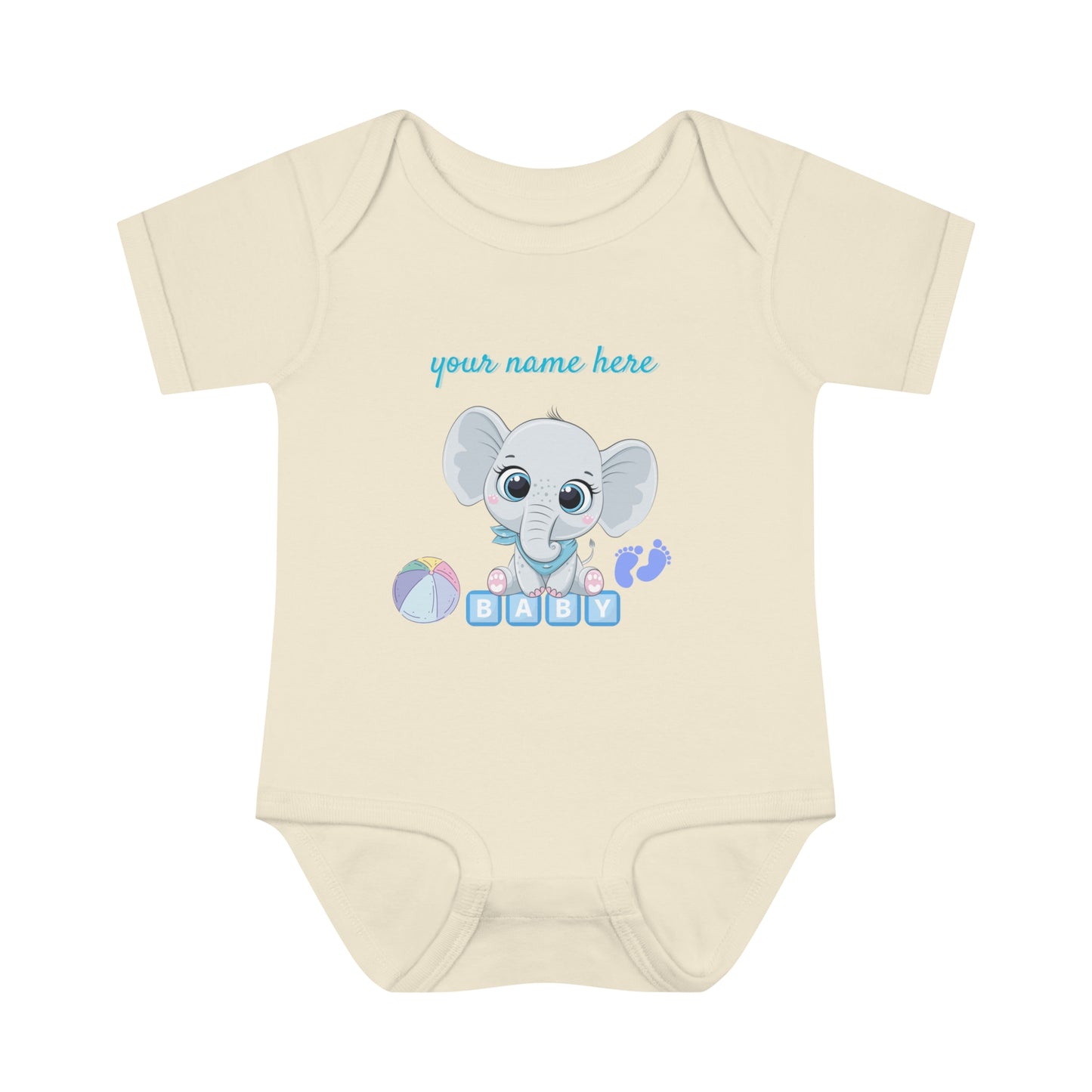 Body côtelé pour bébé - Bébé éléphant - Personnalisé - 01