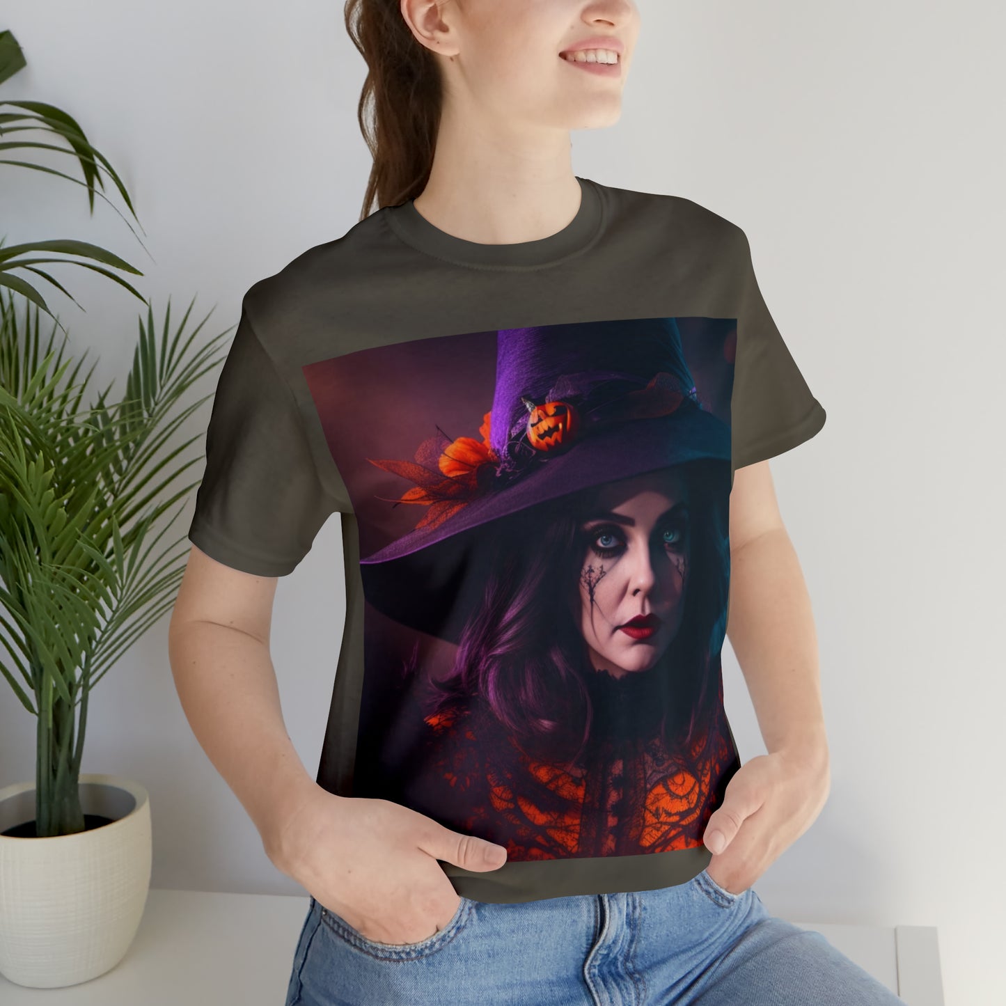 Camiseta de manga corta unisex Jersey - Halloween Witch AI - 05