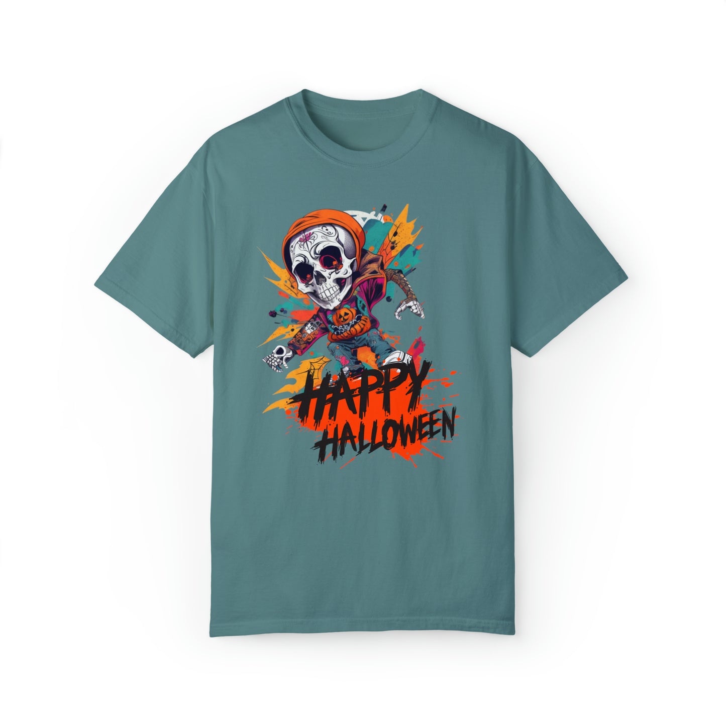 Camiseta unisex teñida en prenda - Halloween - Calavera joven