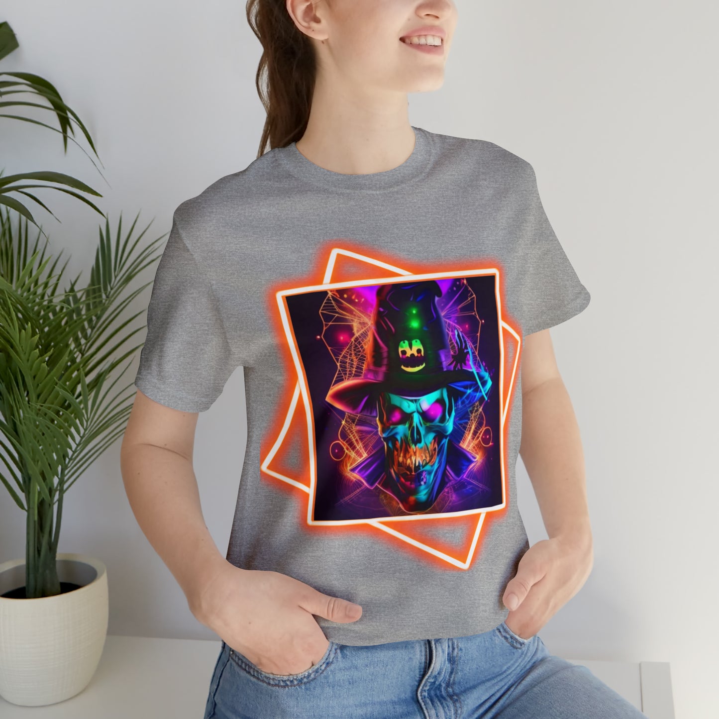 Camiseta de manga corta unisex Jersey - Calaveras de brujas de Halloween - 03