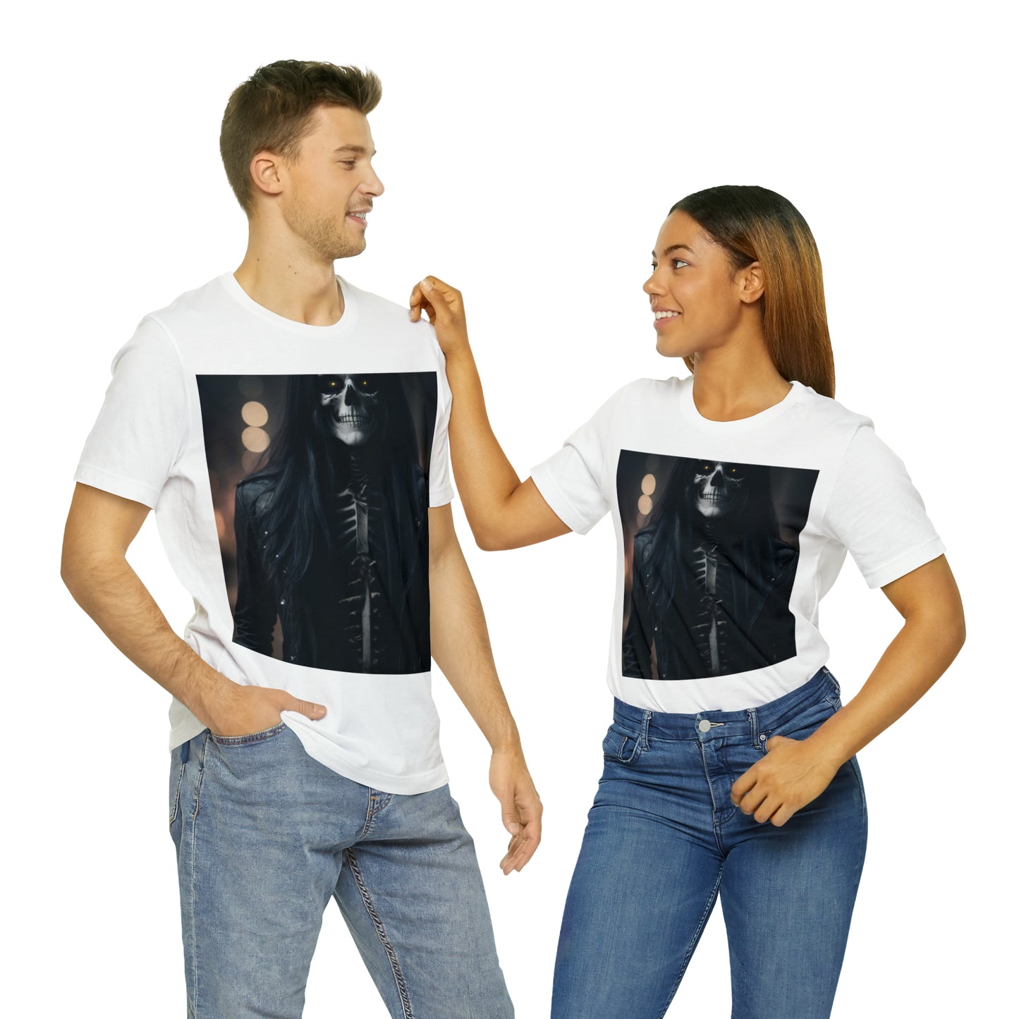 Camiseta de manga corta Unisex Jersey - Halloween Skeleton man AI - 01