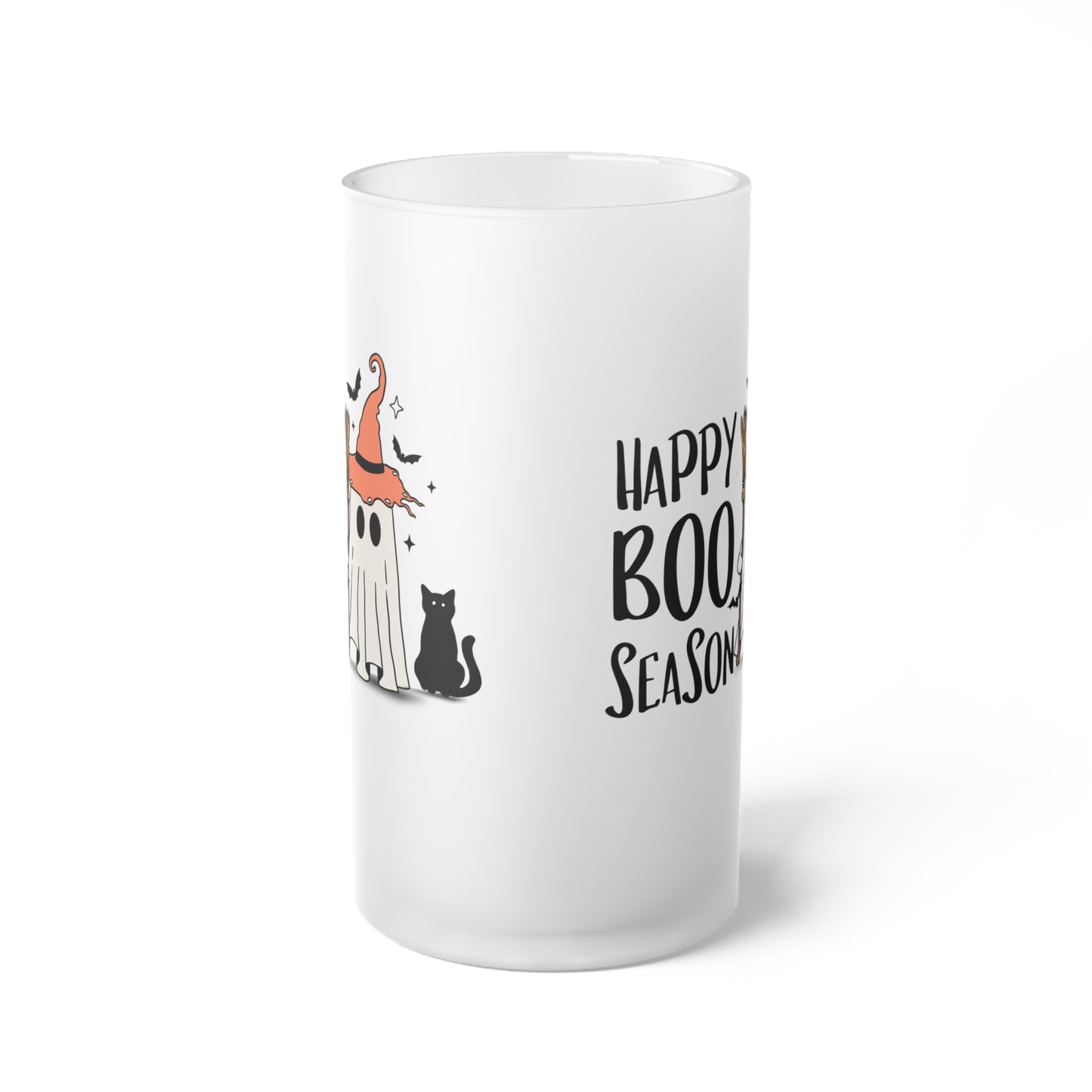 Jarra de Cerveza de Vidrio Esmerilado - Halloween - Pequeño Fantasma - 22