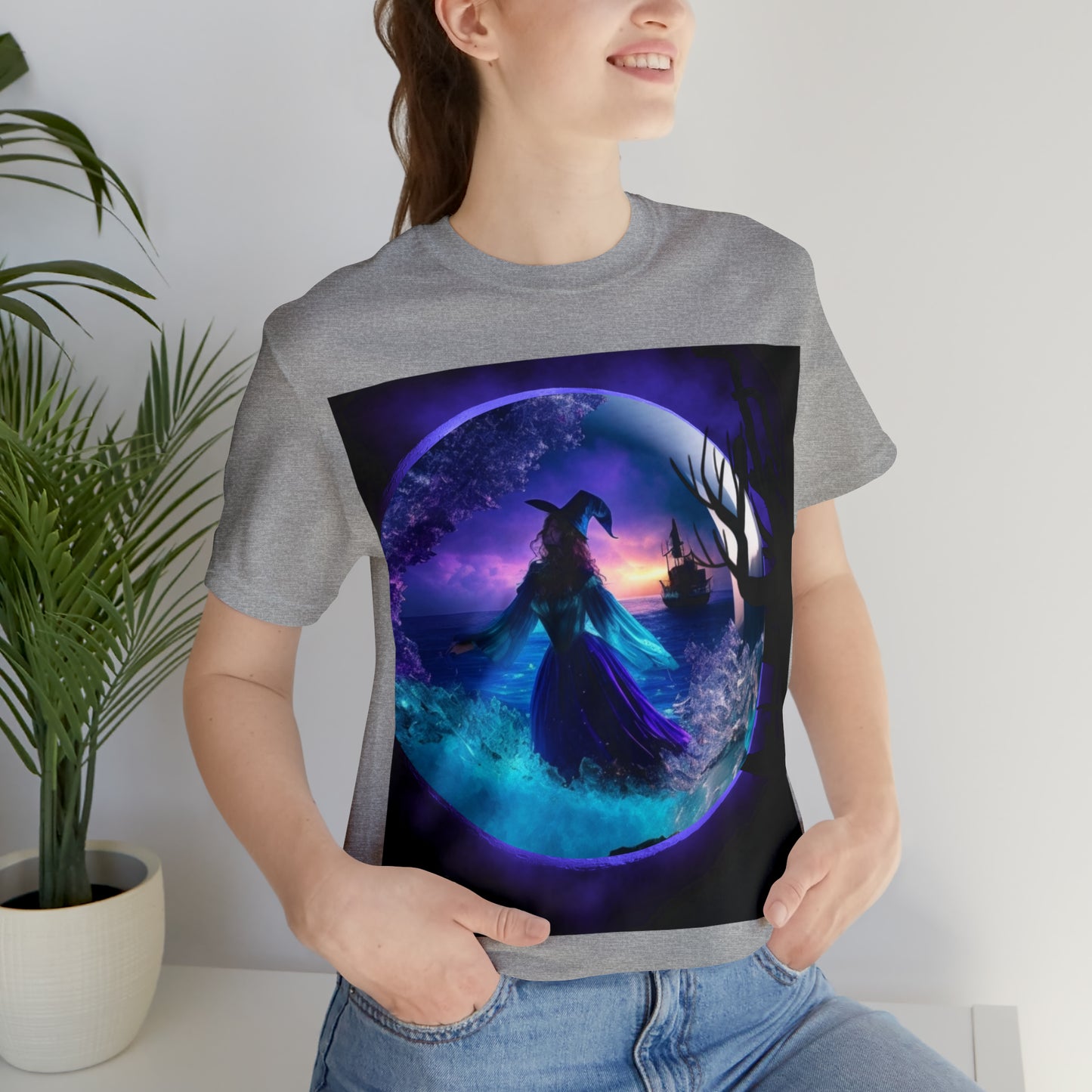 Camiseta de manga corta unisex Jersey - Halloween Witch AI - 02