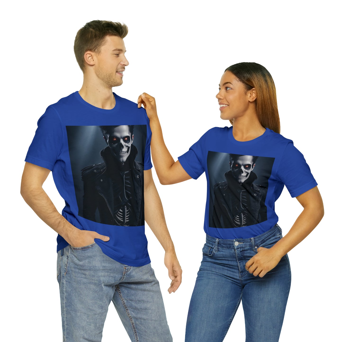 Unisex Jersey Short Sleeve Tee - Halloween Skeleton man AI - 02