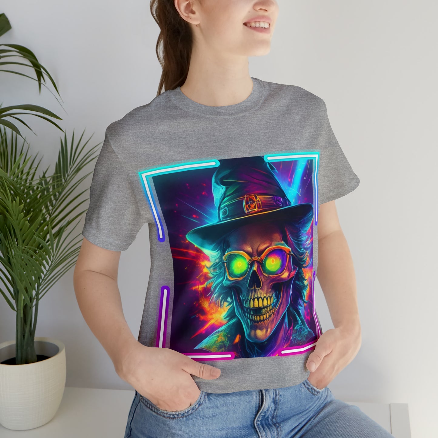 Camiseta de manga corta unisex Jersey - Calaveras de brujas de Halloween - 04