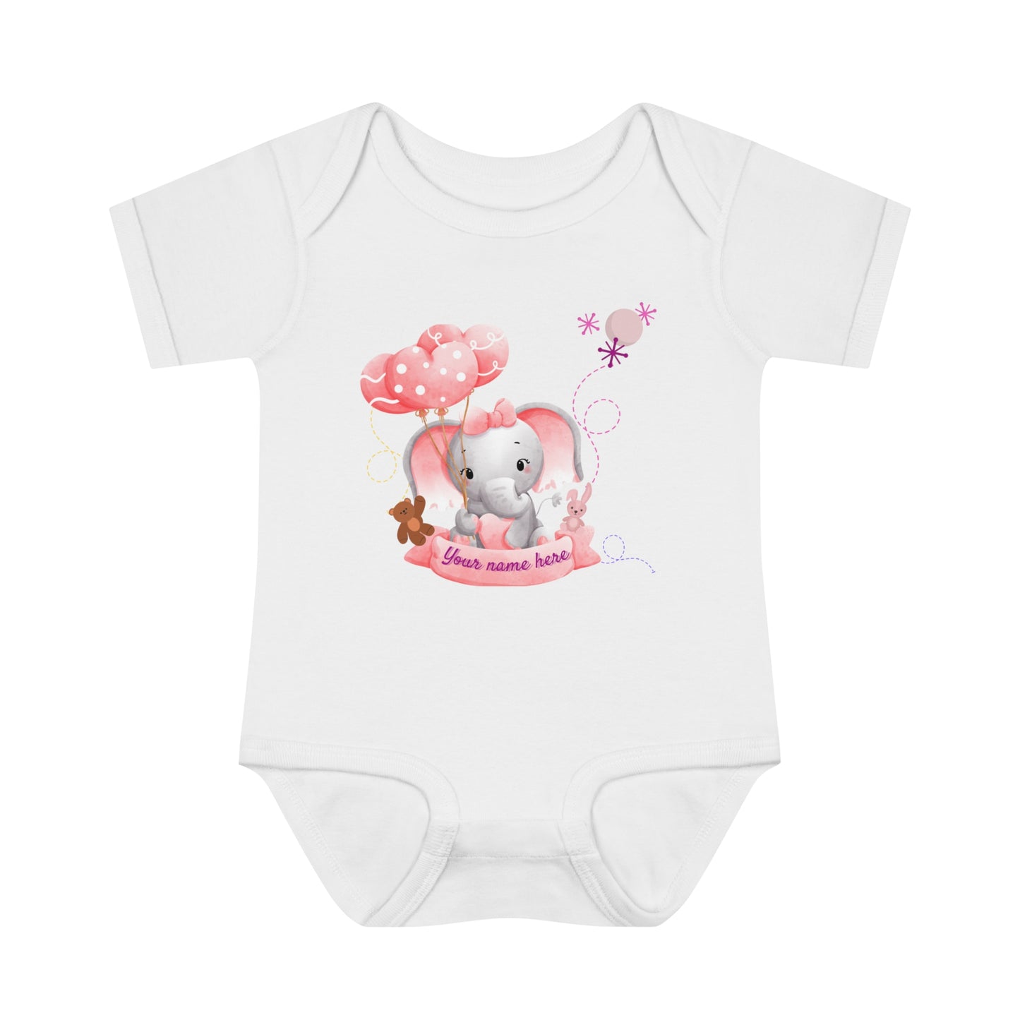 Body côtelé pour bébé - Bébé éléphant - Personnalisé - 02