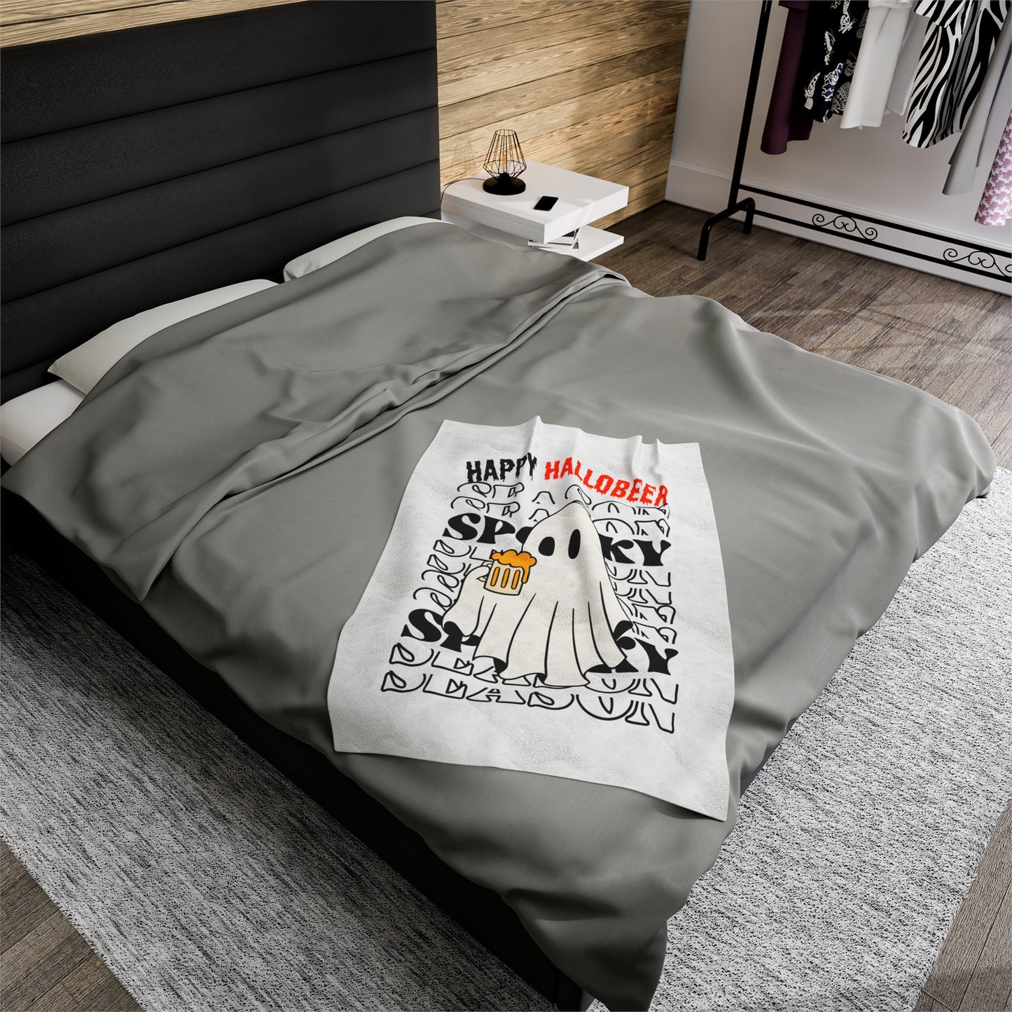 Couverture en peluche en velours - Halloween - Petit Fantôme - 01