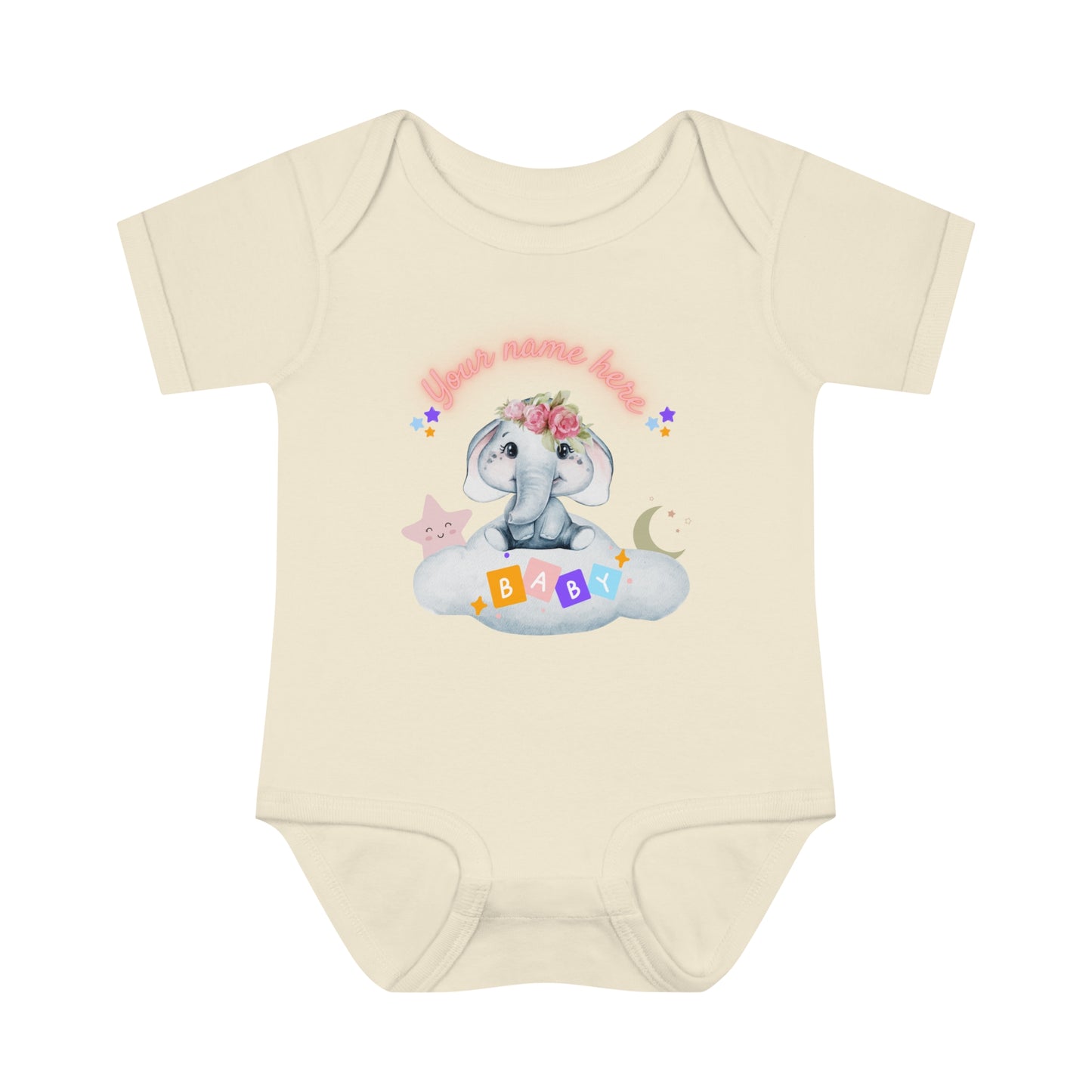 Infant Baby Rib Bodysuit - Baby elephant - Custom - 03