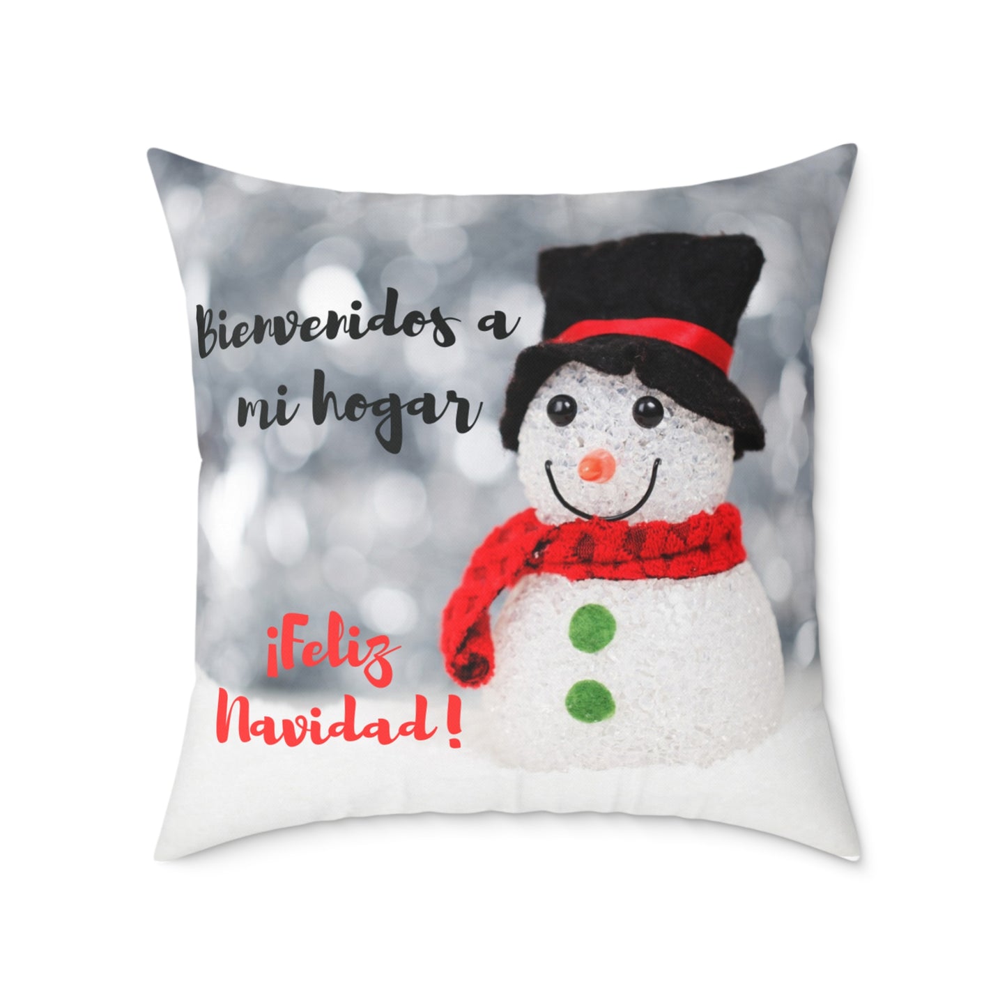 Cojín de poliéster hilado - Feliz Navidad - Muñeco de nieve