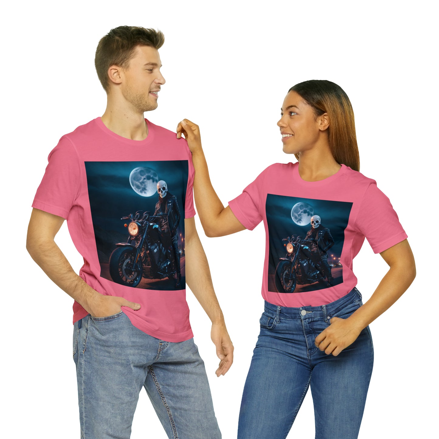 Unisex Jersey Short Sleeve Tee - Halloween Motorcyclist AI - 02