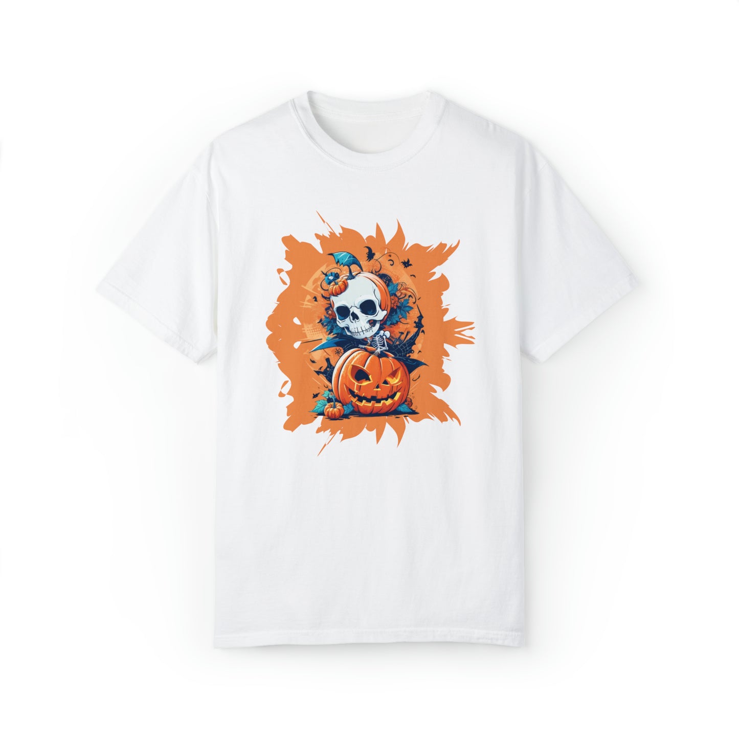 Unisex Garment-Dyed T-shirt - Halloween -  Skull and pumpkins