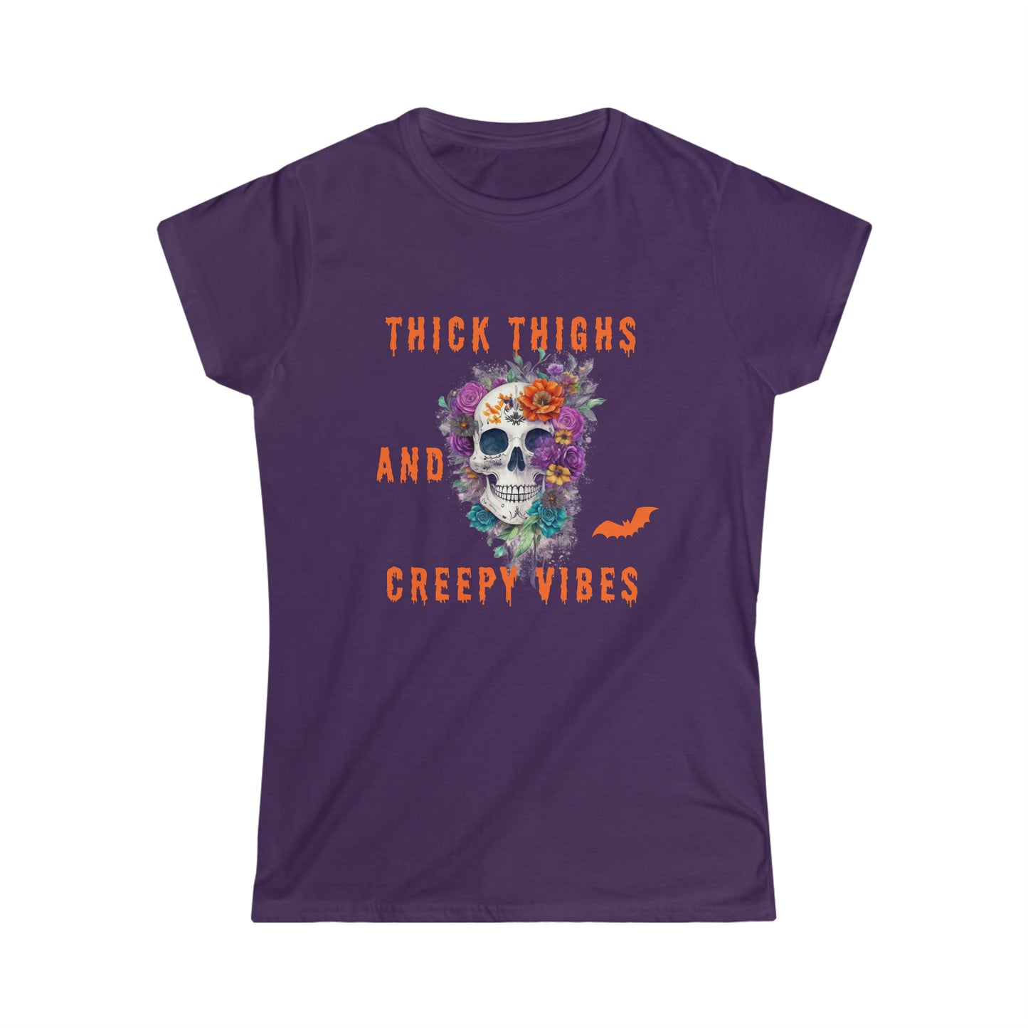 Tee Softstyle Femme - Halloween Crâne et fleurs
