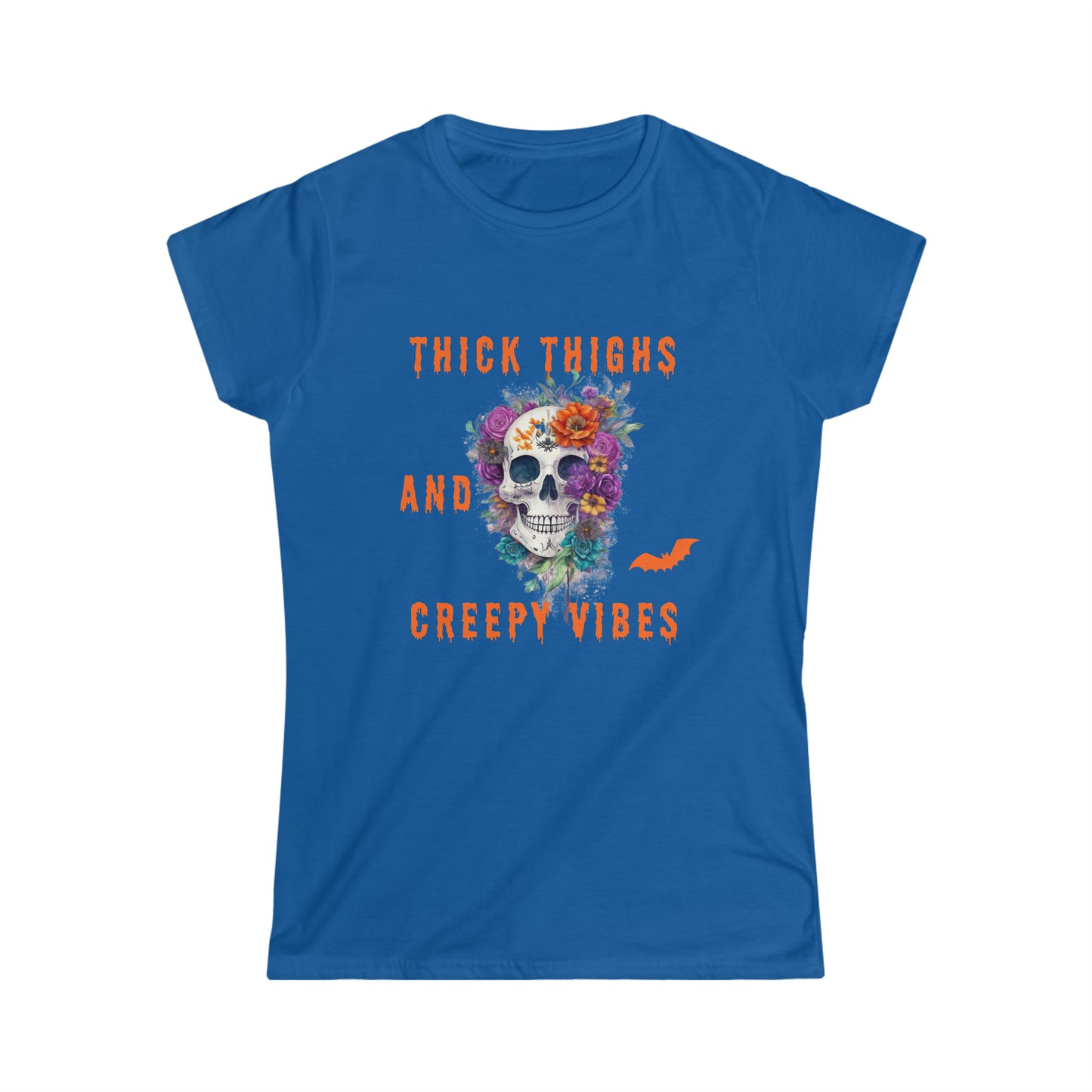 Tee Softstyle Femme - Halloween Crâne et fleurs