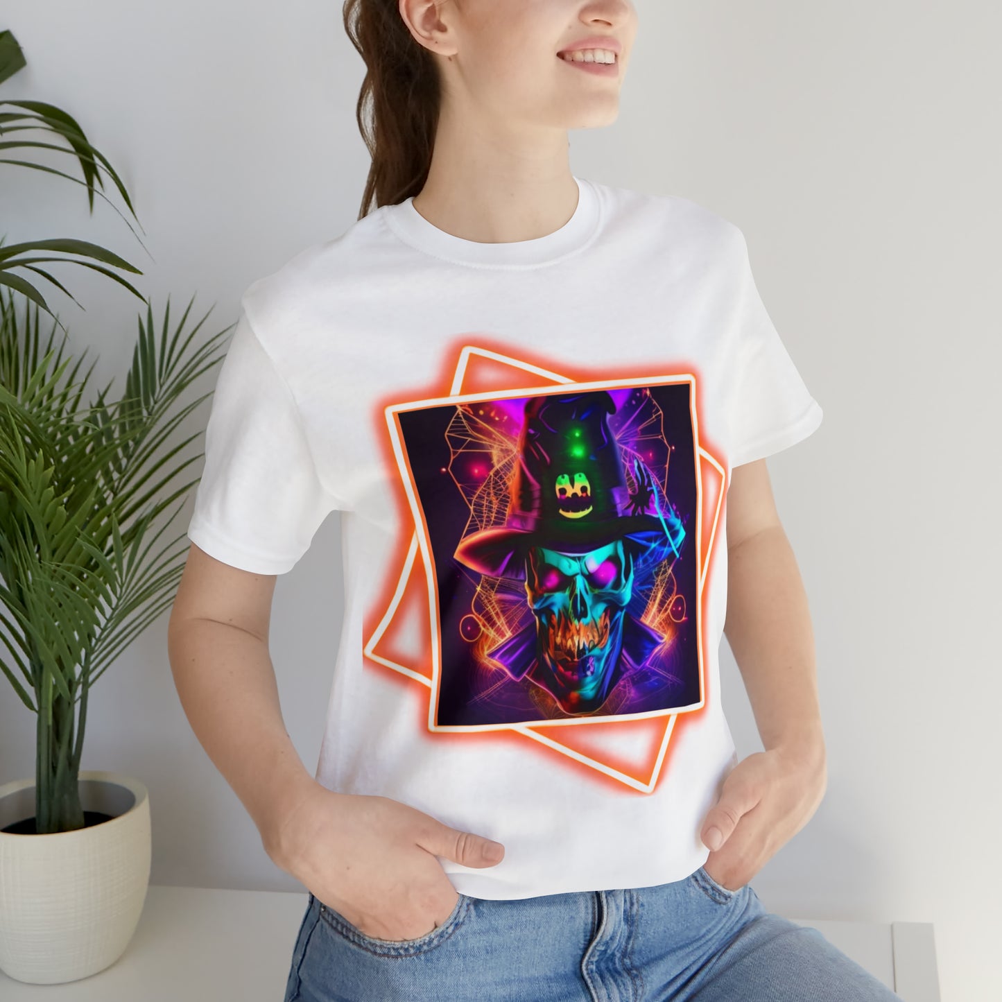 Camiseta de manga corta unisex Jersey - Calaveras de brujas de Halloween - 03